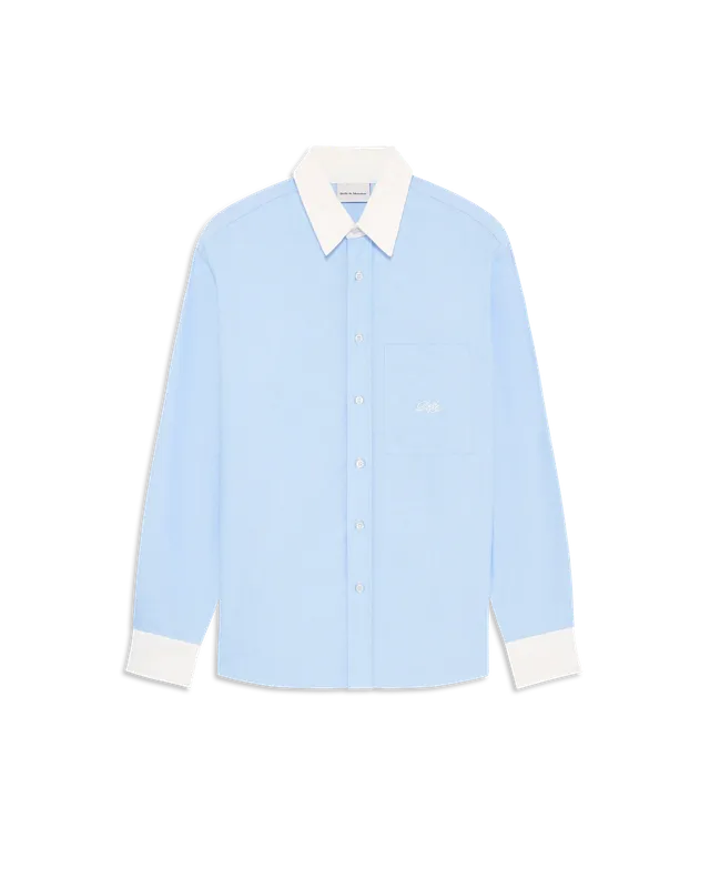 Drôle De Monsieur Drôle Boxy Shirt Hemd Hellblau Baumwolle