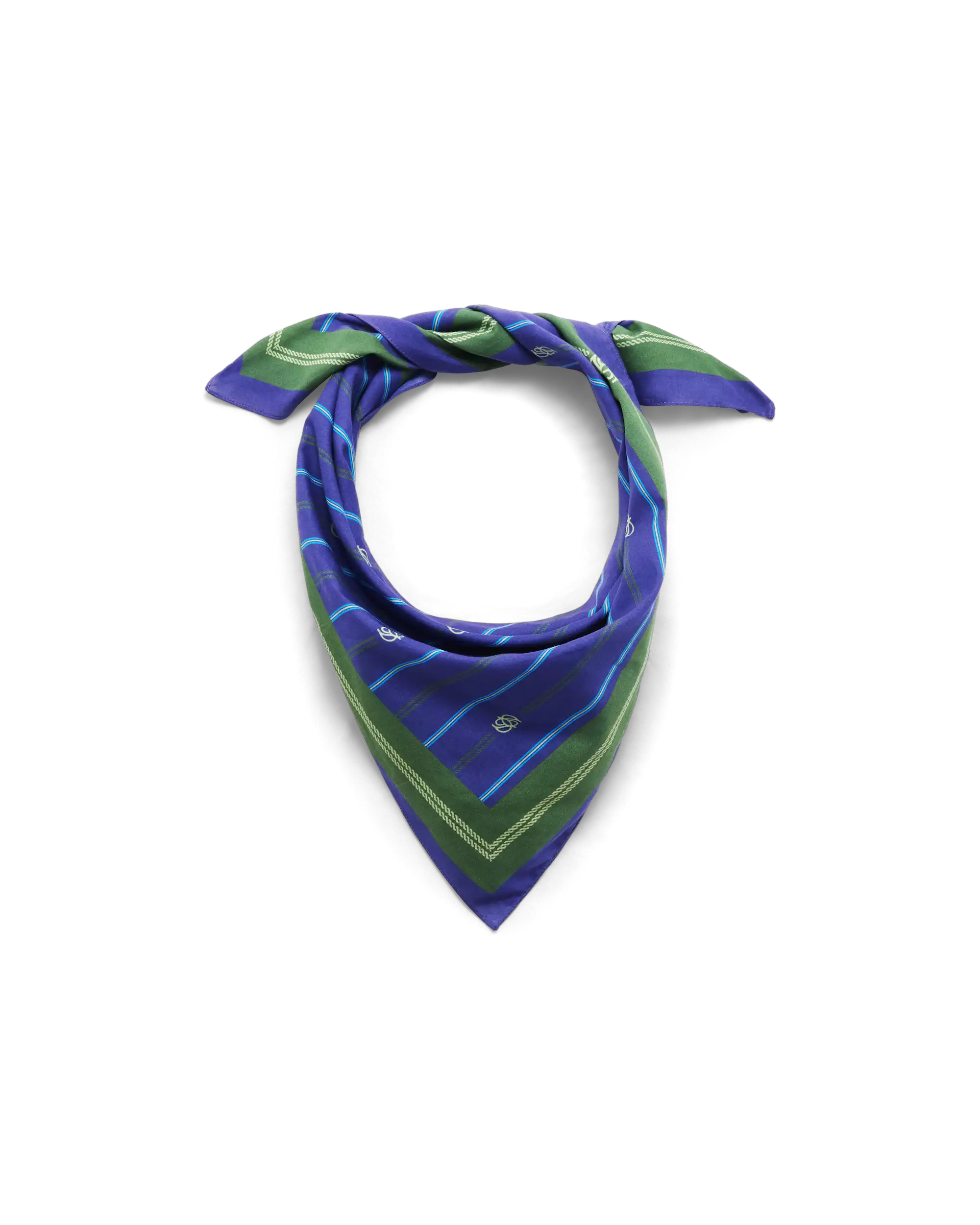 Drôle De Monsieur Bandana Monogramm Seide Blau