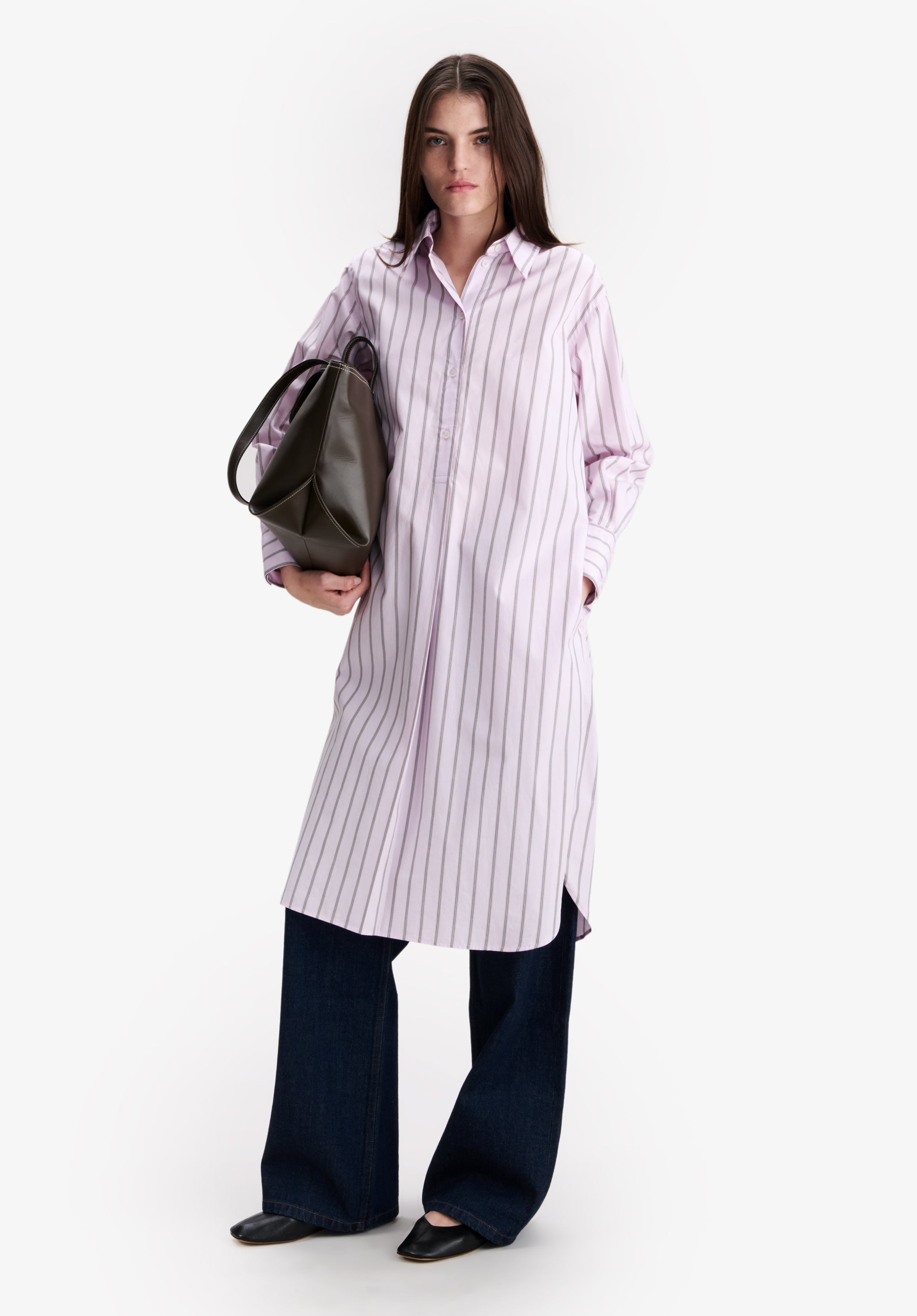 A.P.C. Hemdblusenkleid rosa Bio-Baumwolle knielang