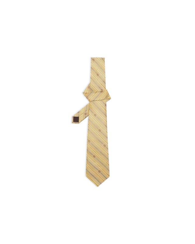 Drôle De Monsieur Cravate Soie Rayée Monogramme Krawatte Dunkelgelb Seide