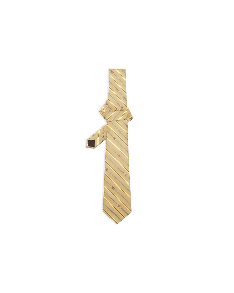 Drôle De Monsieur Cravate Soie Rayée Monogramme Krawatte Dunkelgelb Seide