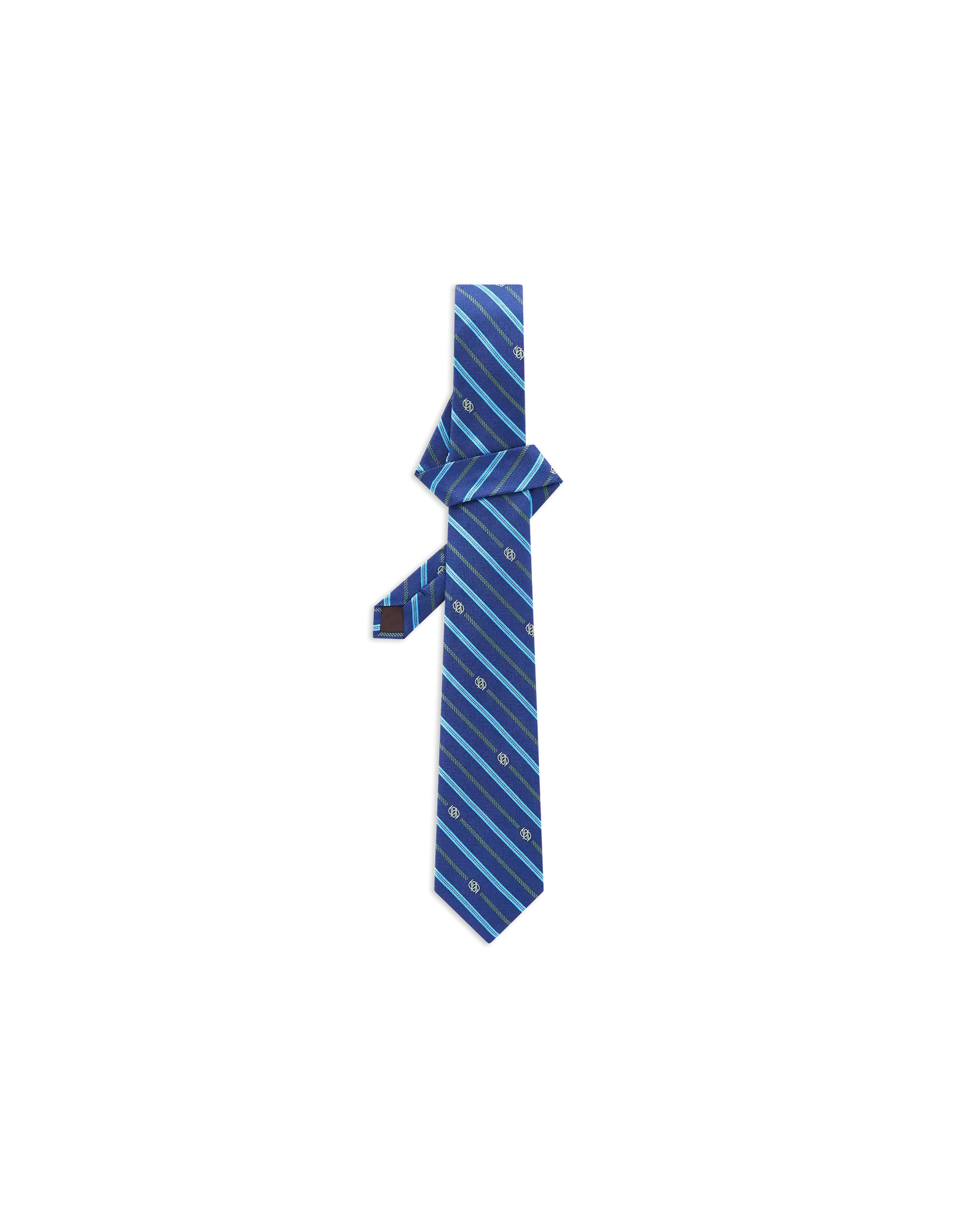 Drôle de Monsieur Silk Stripped Krawatte Blau Seide OS