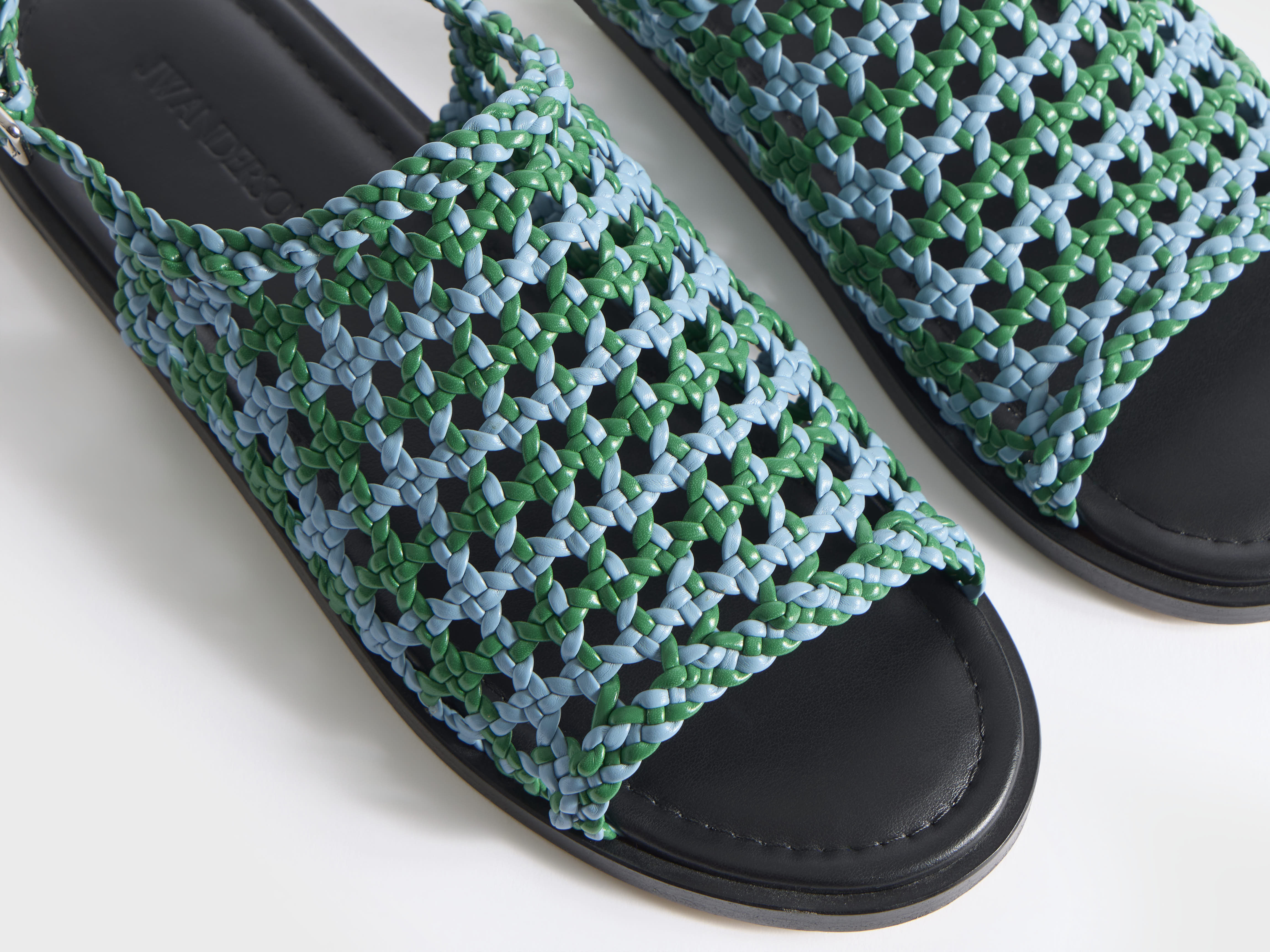 J.W.Anderson Woven Leather Sandal Blau Grün Nappa