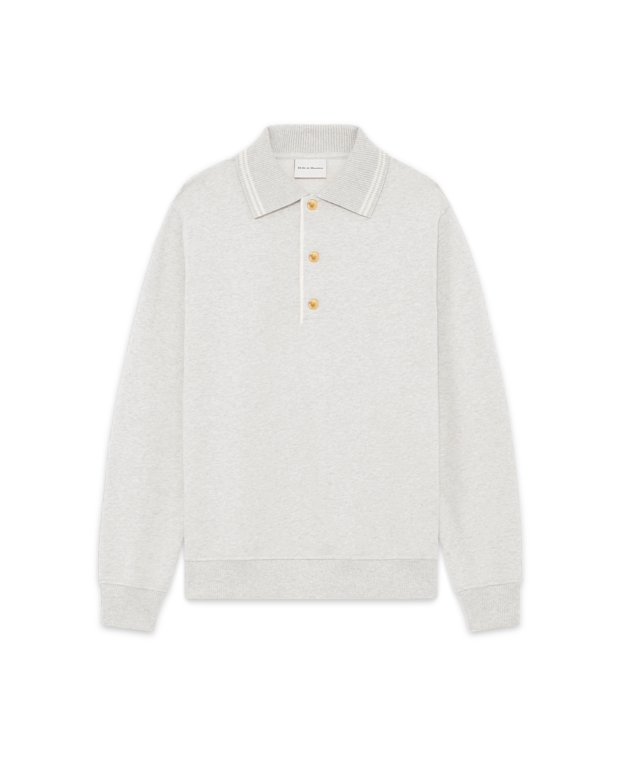 Drôle De Monsieur Le Polo Drôle Polohemd Grau Baumwolle