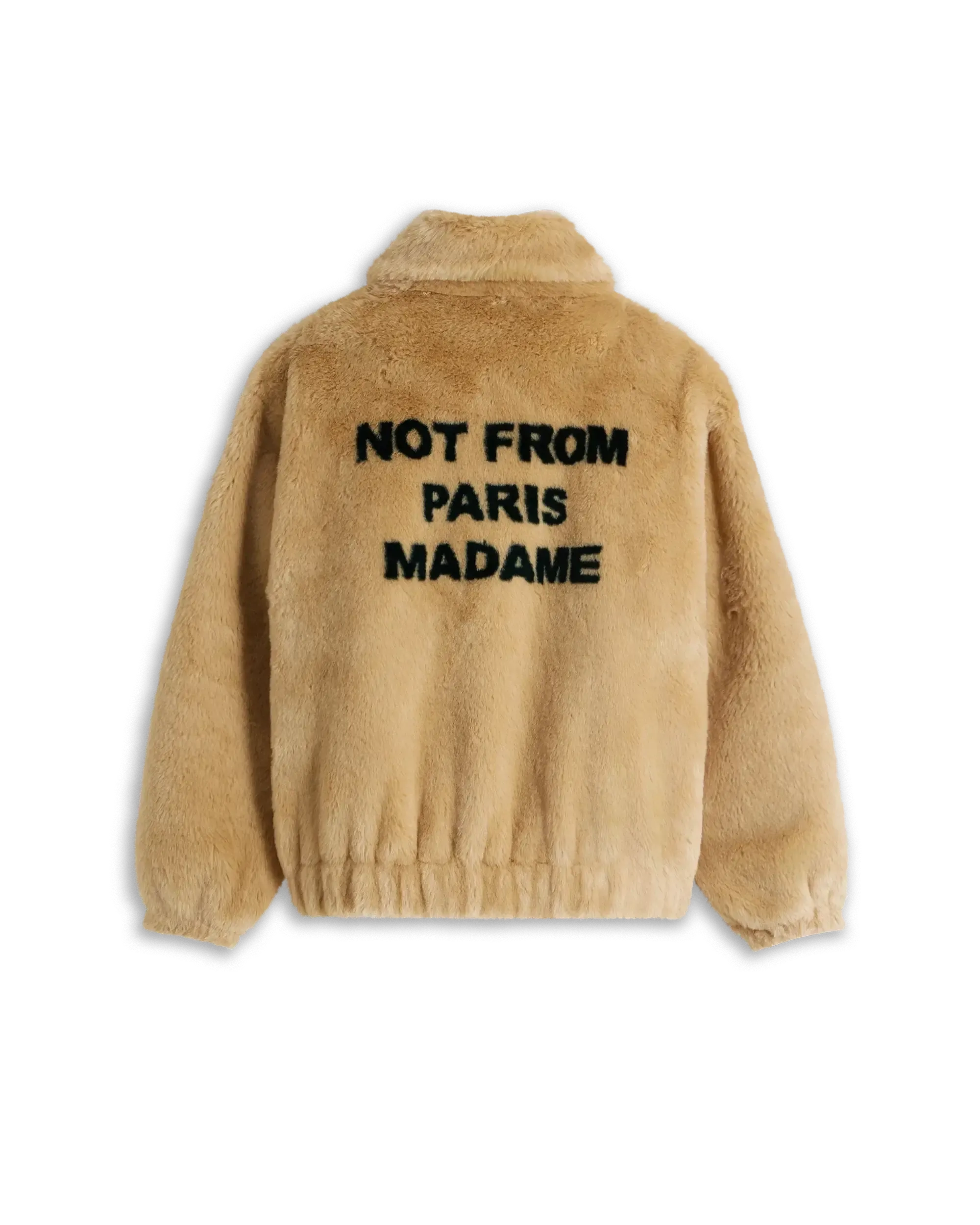 Drôle De Monsieur Faux Fur Slogan Jacke Beige Fell