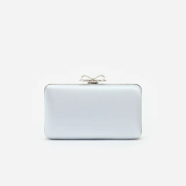 Self Portrait Handbags Satin Clutch Blau Mini Kristallschleife
