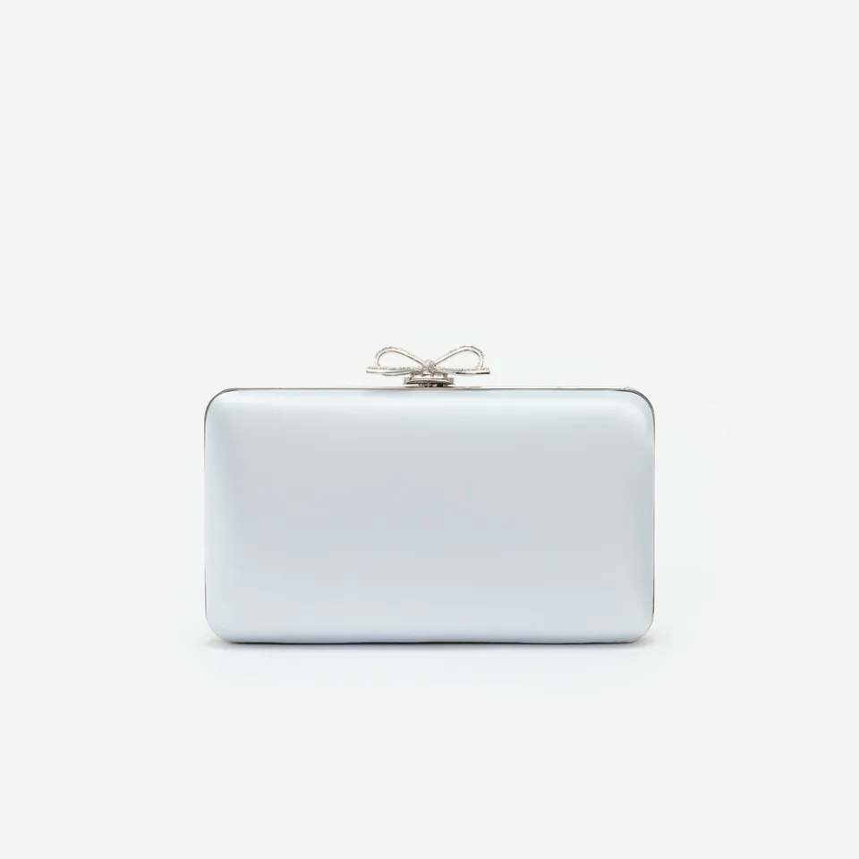 Self Portrait Handbags Satin Clutch Blau Mini Kristallschleife