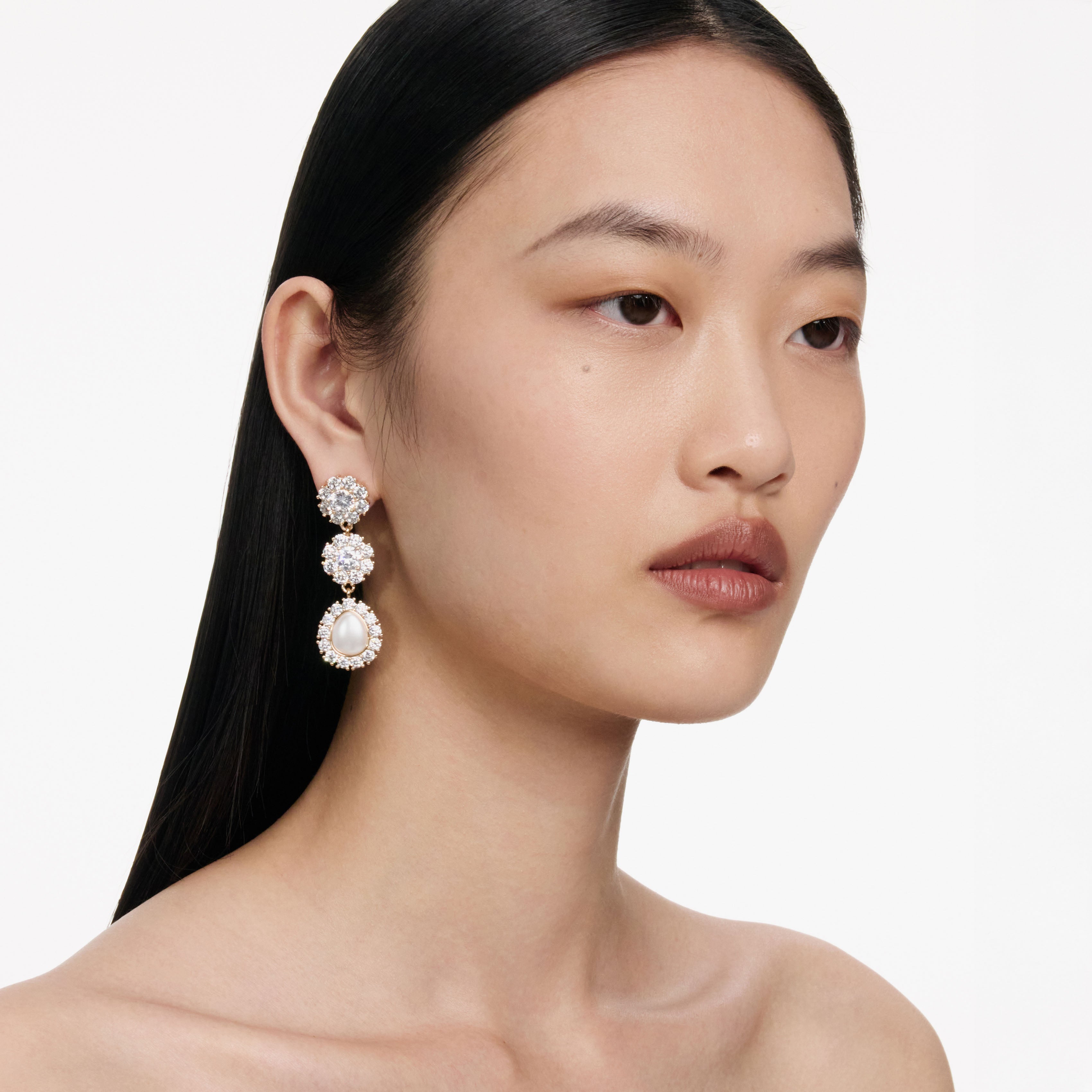 Self Portrait Gold Crystal Flower Tiered Earrings Ohrringe