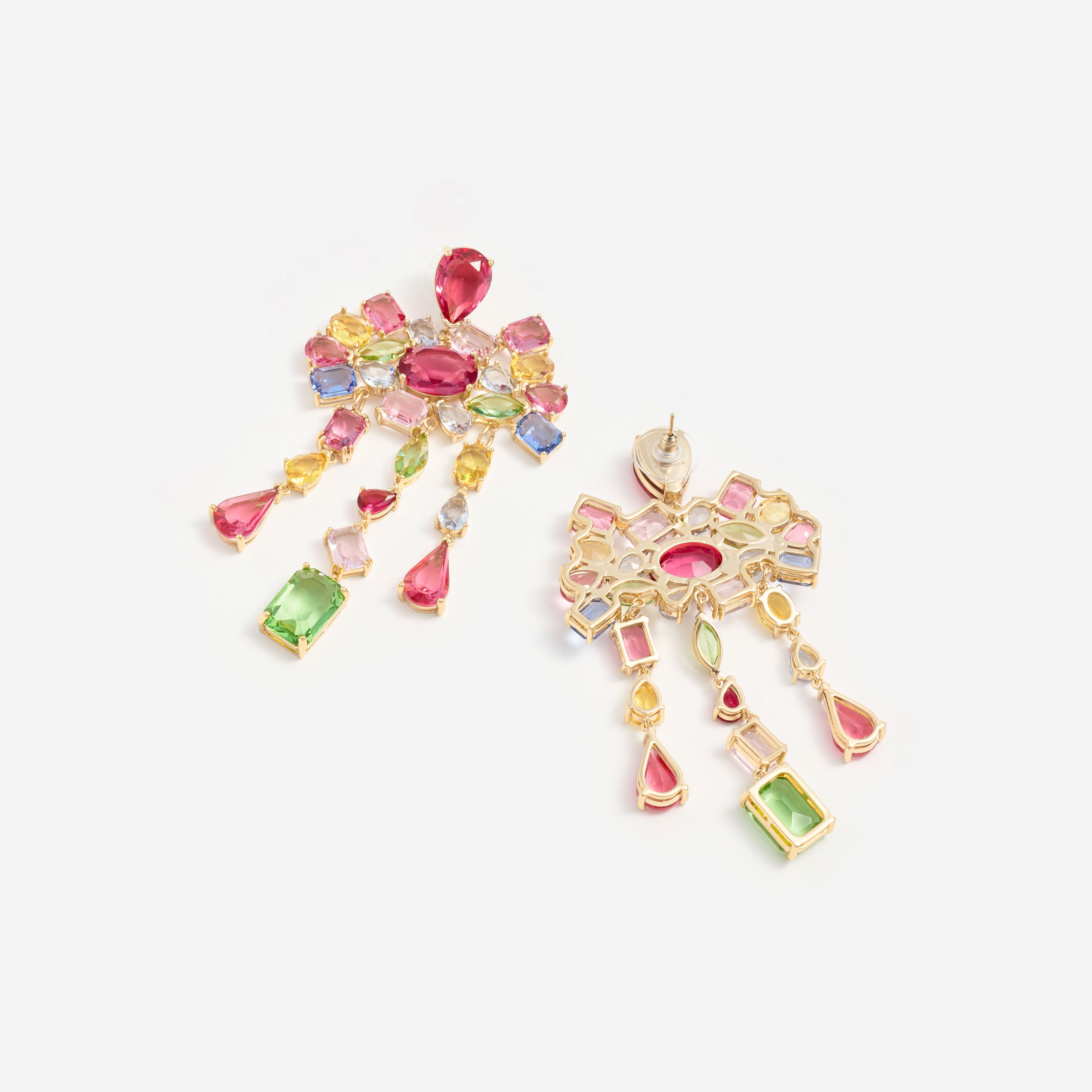 Self Portrait Multi Crystal Cluster Ohrringe Bunt Gold