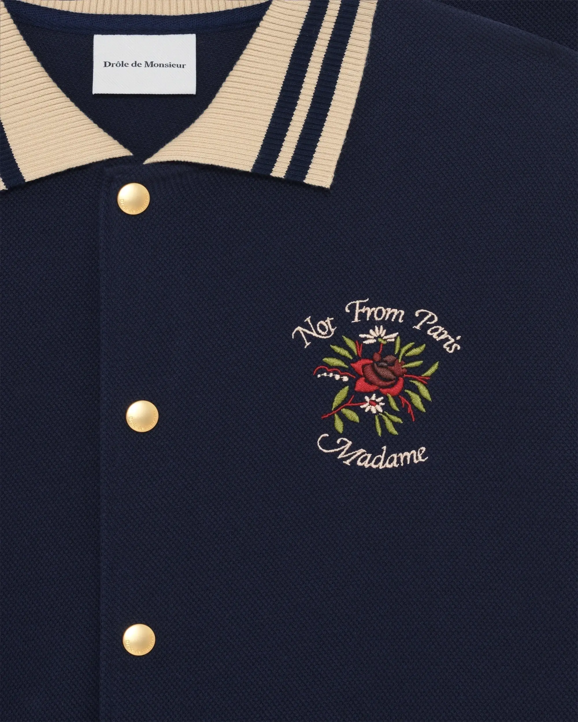 Drôle De Monsieur Chemise Slogan Rose Hemd Baumwolle Navy