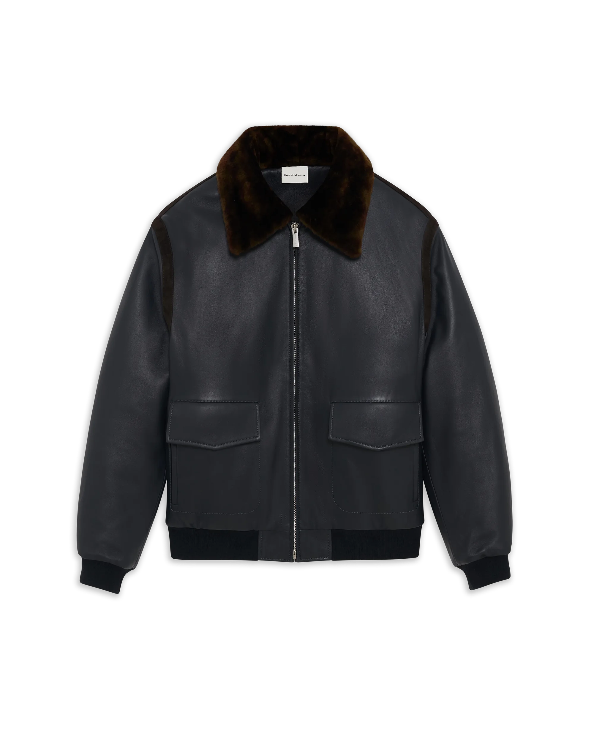 Drôle De Monsieur Aviator Jacket Lederjacke Dunkelgrau Leder