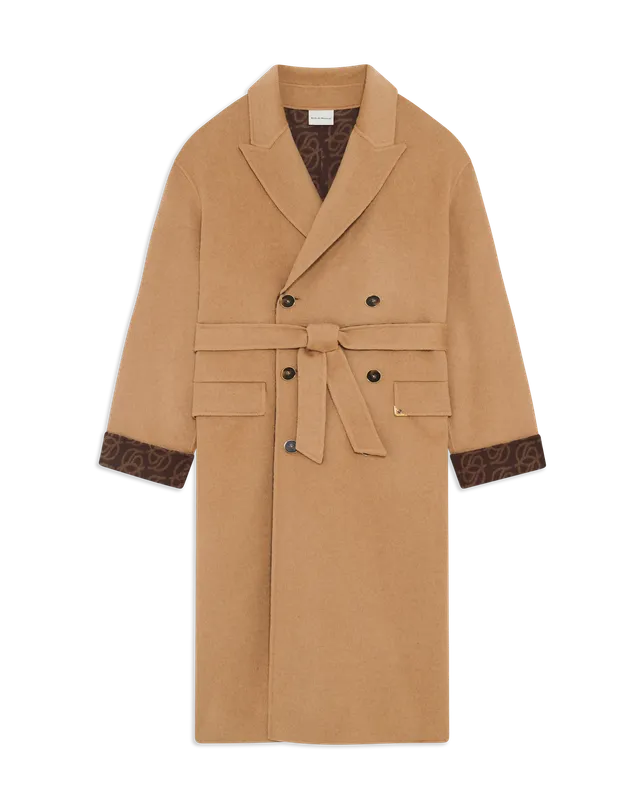 Drôle De Monsieur Monogram Double Face Mantel Beige Wolle