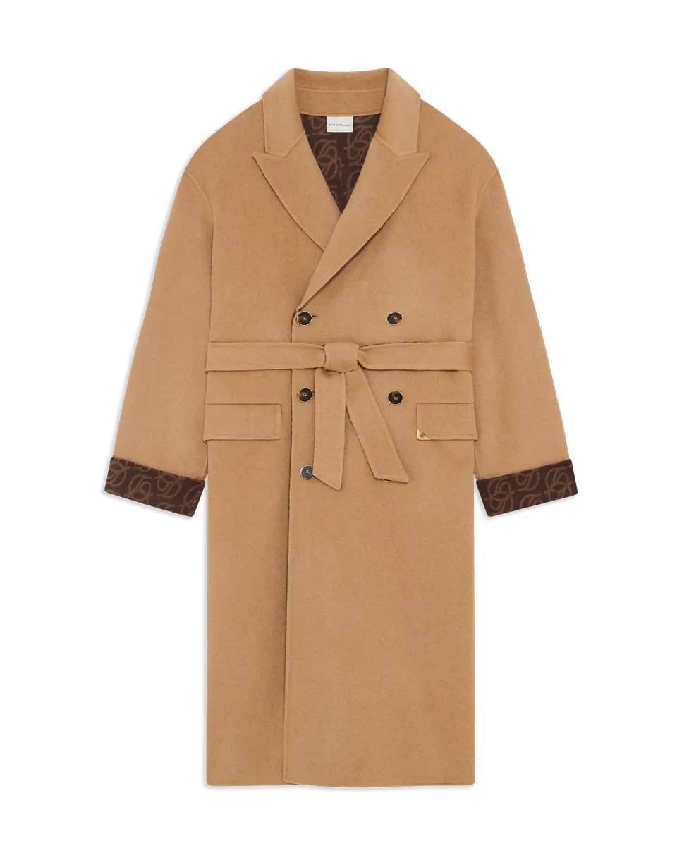 Drôle De Monsieur Monogram Double Face Mantel Beige Wolle