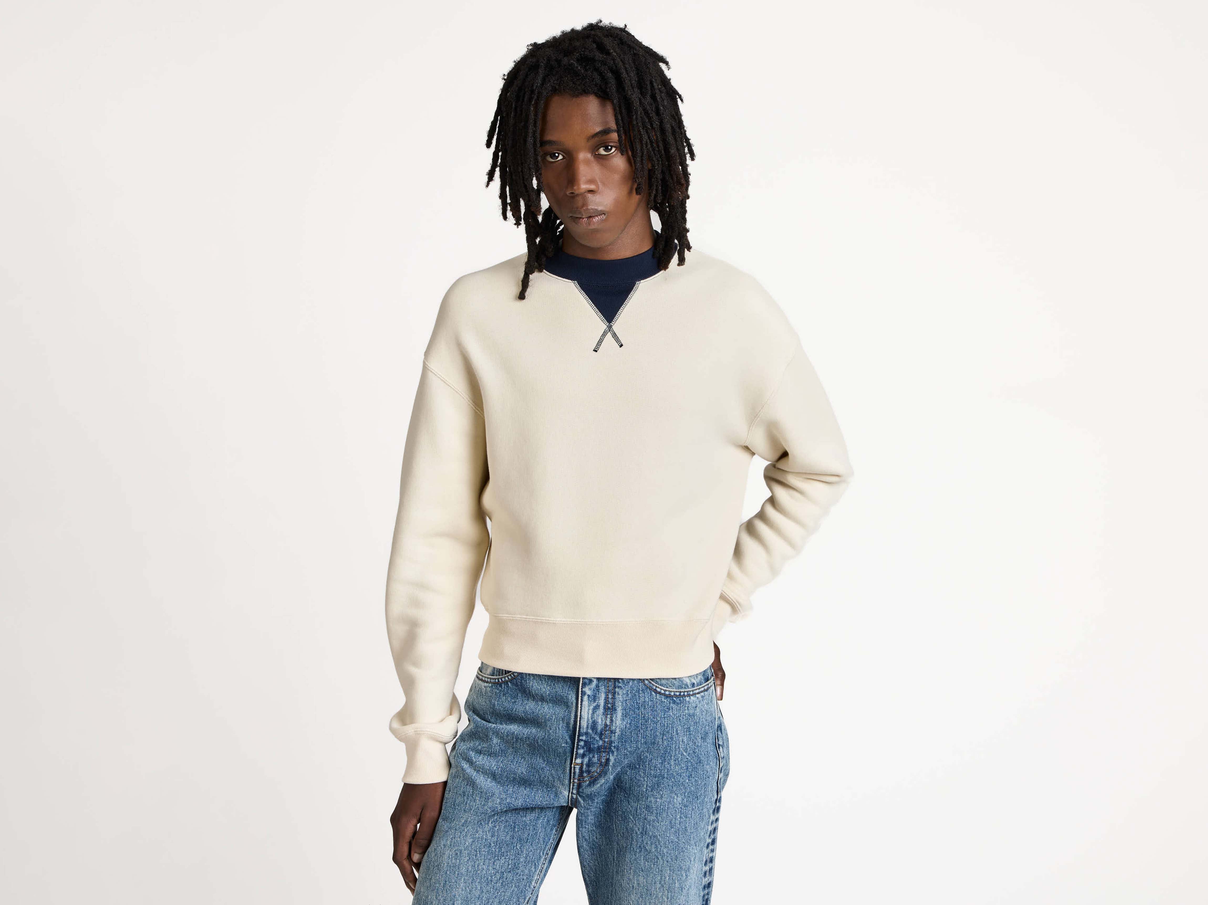 J.W.Anderson Contrast Collar Sweatshirt Ecru/Navy