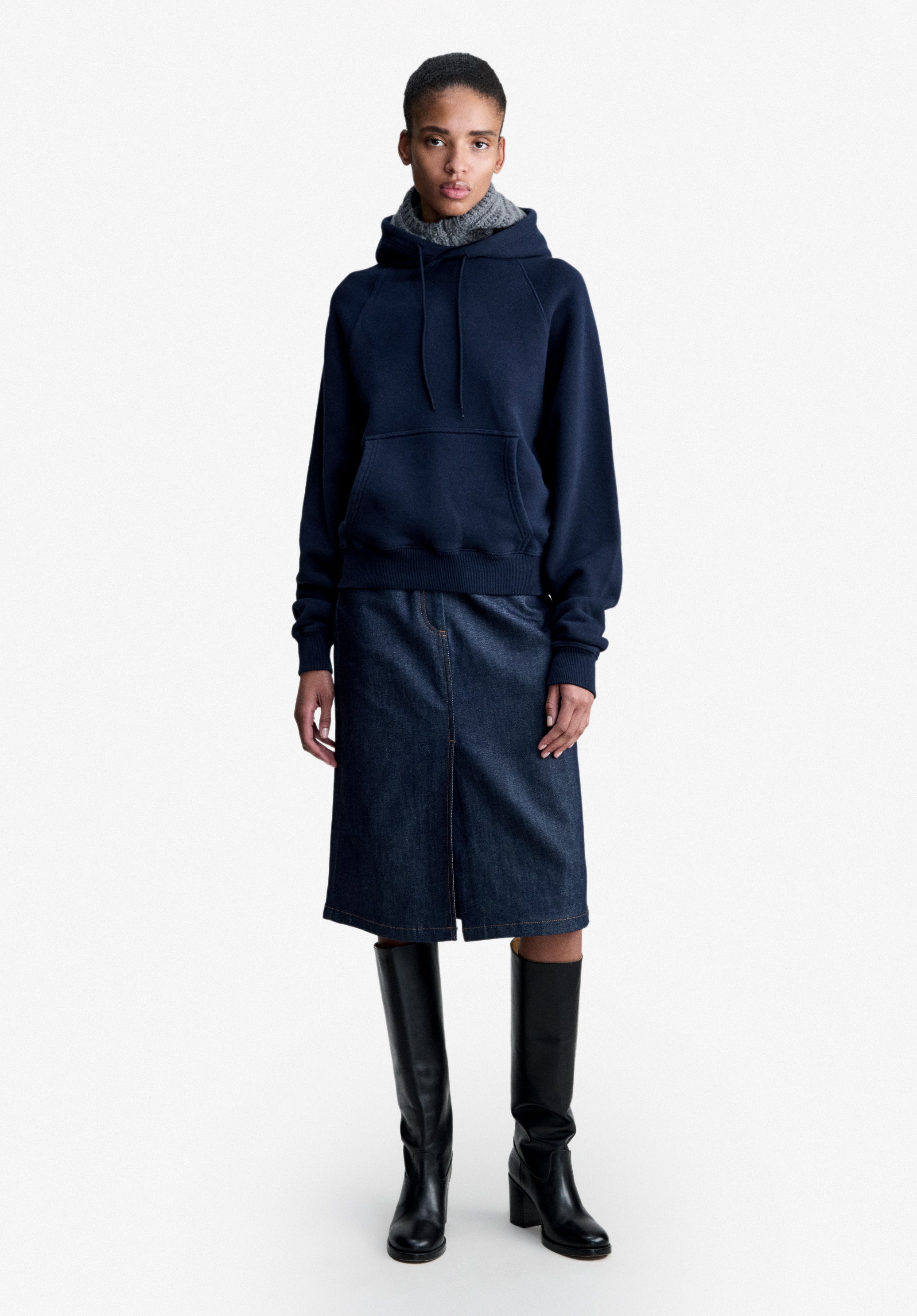 A.P.C. marineblauer Hoodie Bio-Baumwolle Raglan