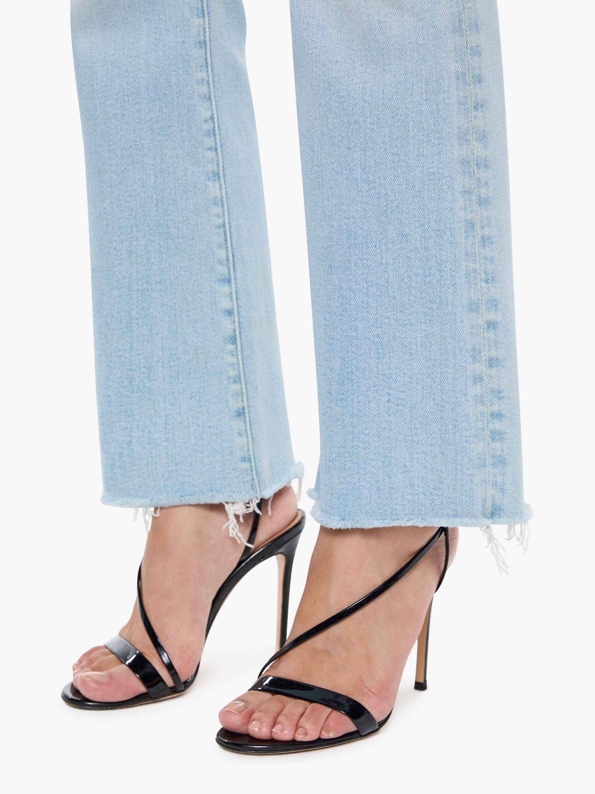 Mother Petites Lil Hustler Ankle Fray Jeans Hellblau kurz