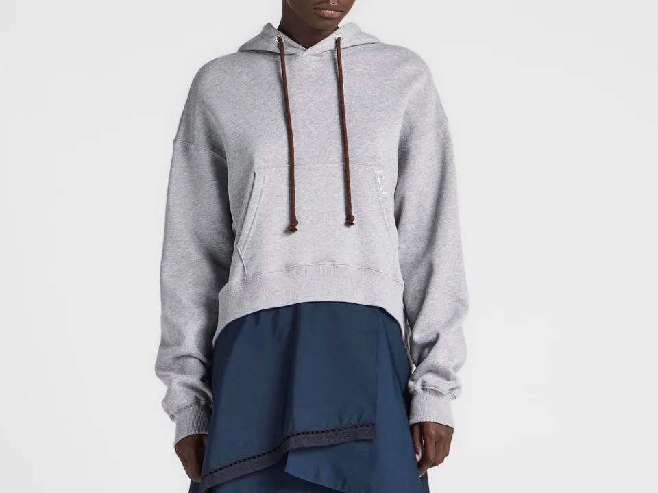 J.W.Anderson Curved Hem Hoodie Grau Kapuzenpulli