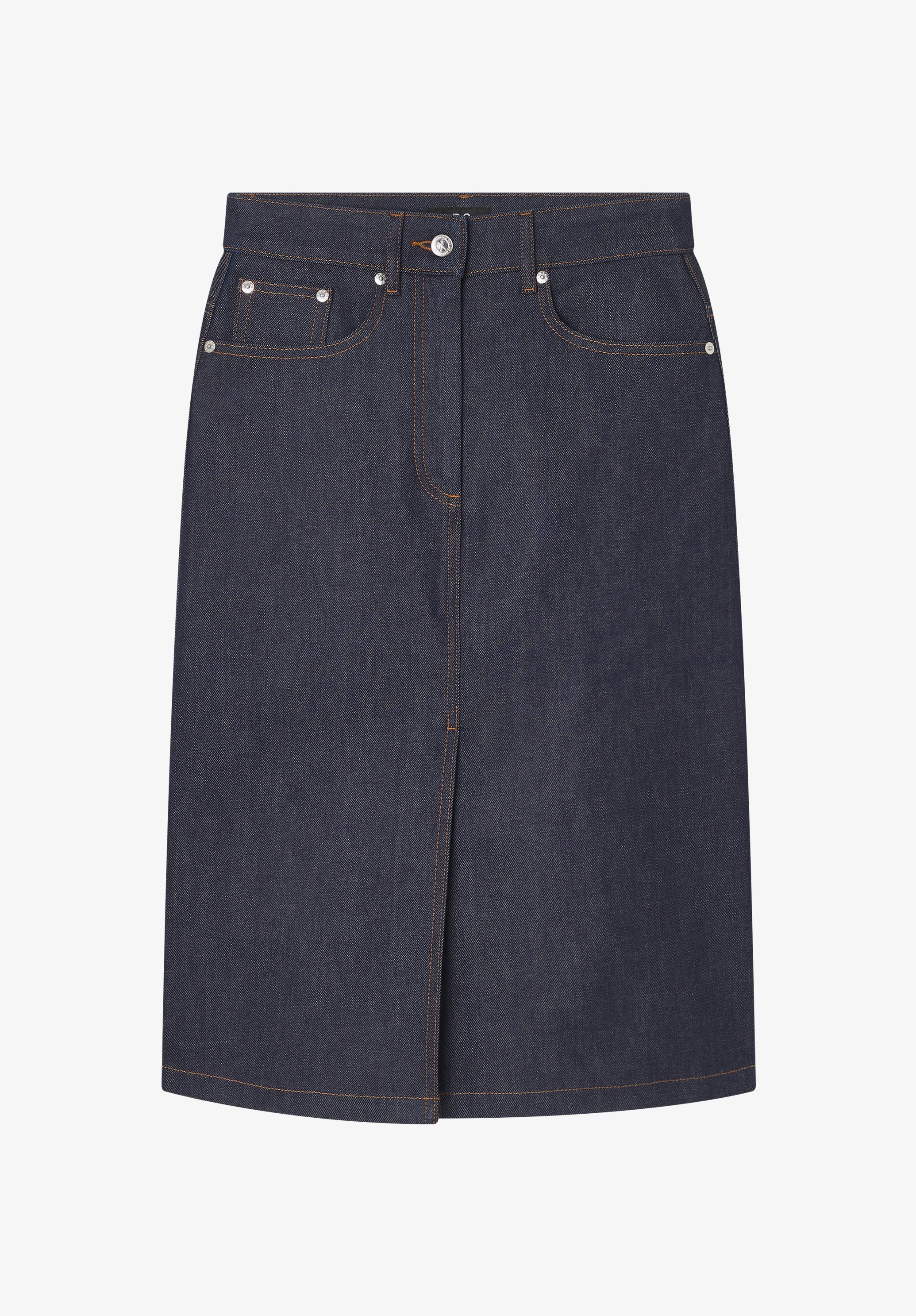 A.P.C. Rock Lizzie Denimrock blau, japanischer Denim, mittelalteilig mittellang