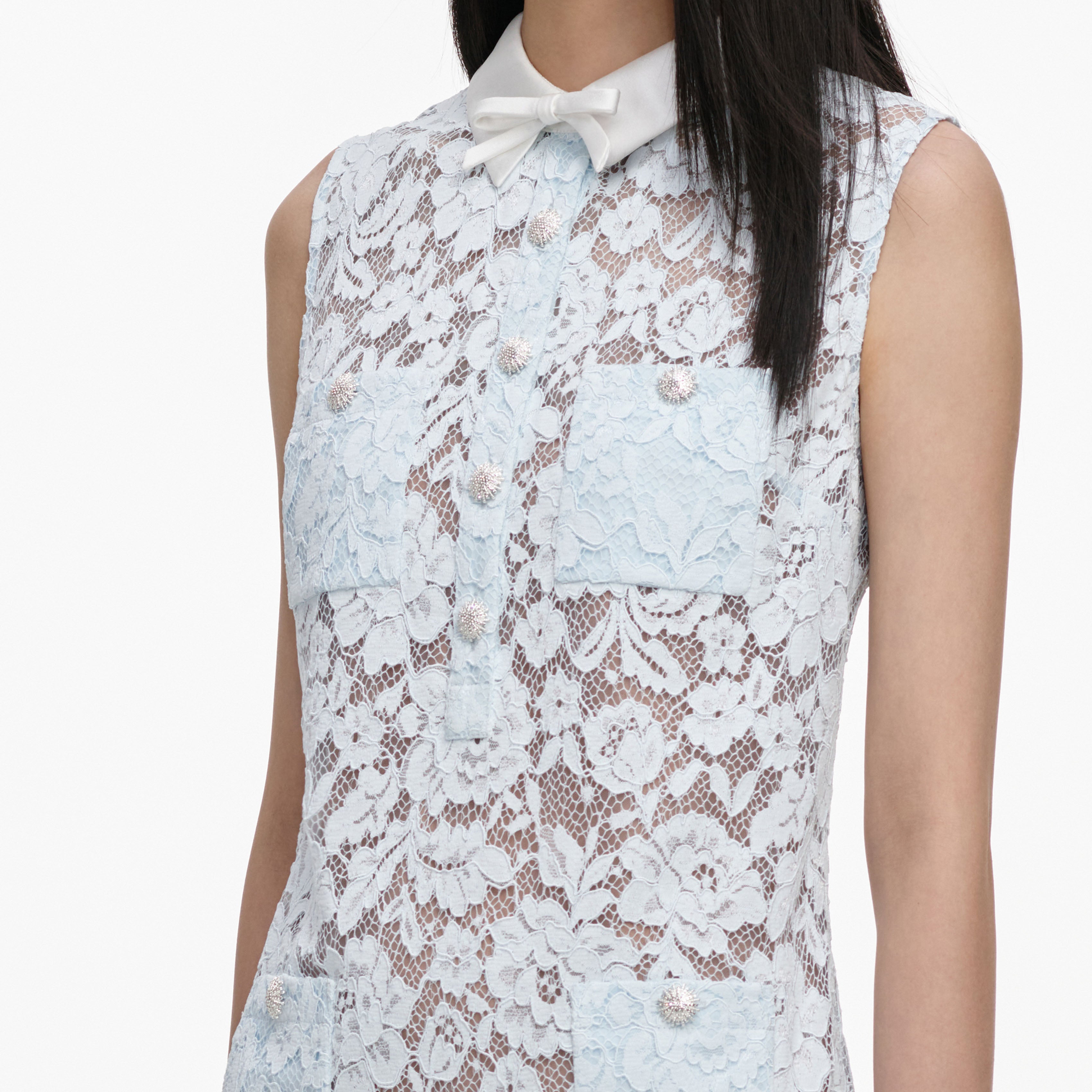 Self Portrait Blue Lace Spitzen Minikleid Hellblau