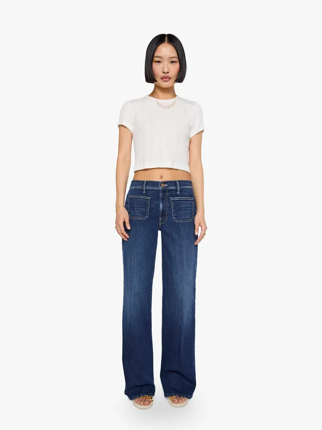 Mother Lil Patch Pocket Maven Sneak Jeans Backstage Pass Petite