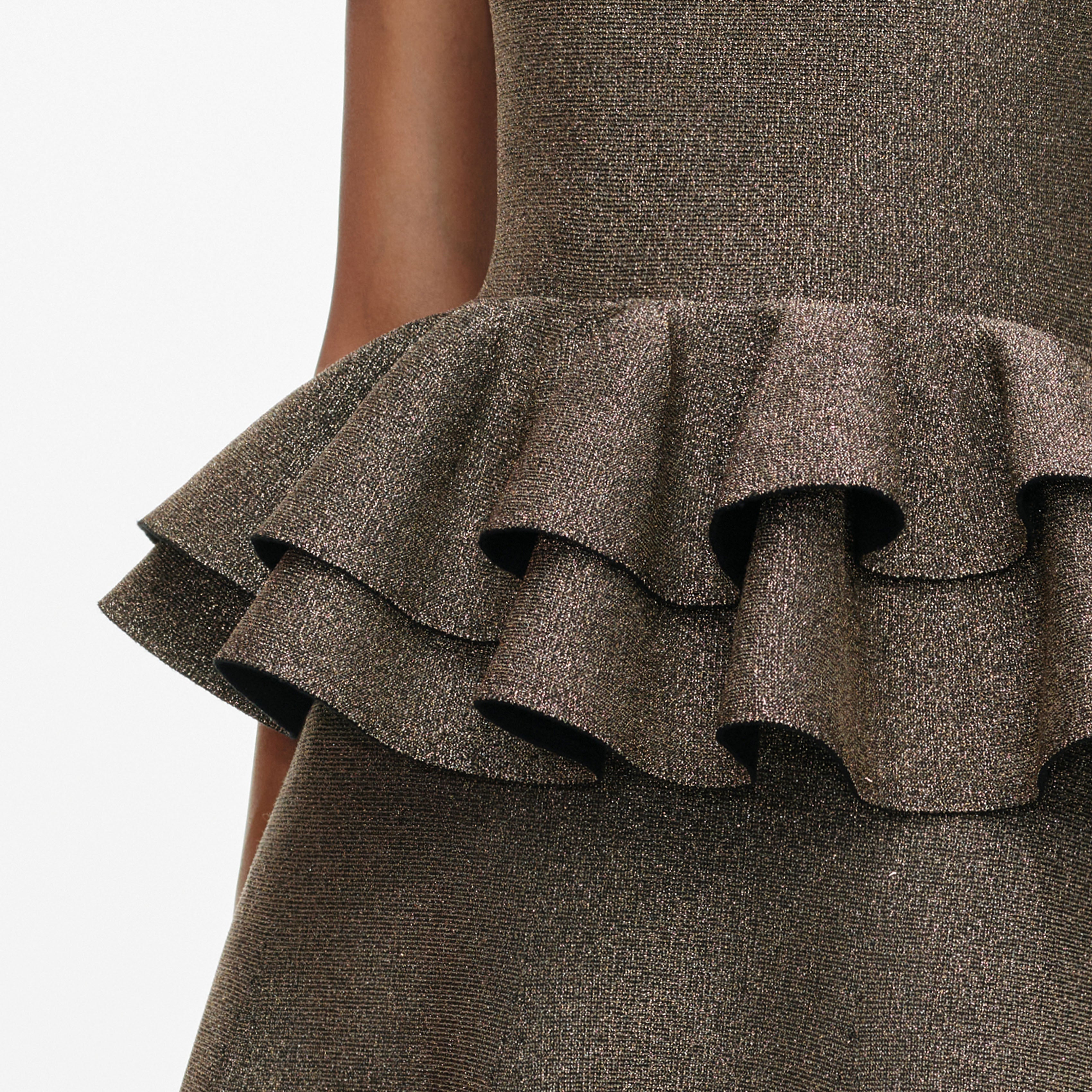 Self Portrait Bronze Peplum Strick Midikleid Metallic