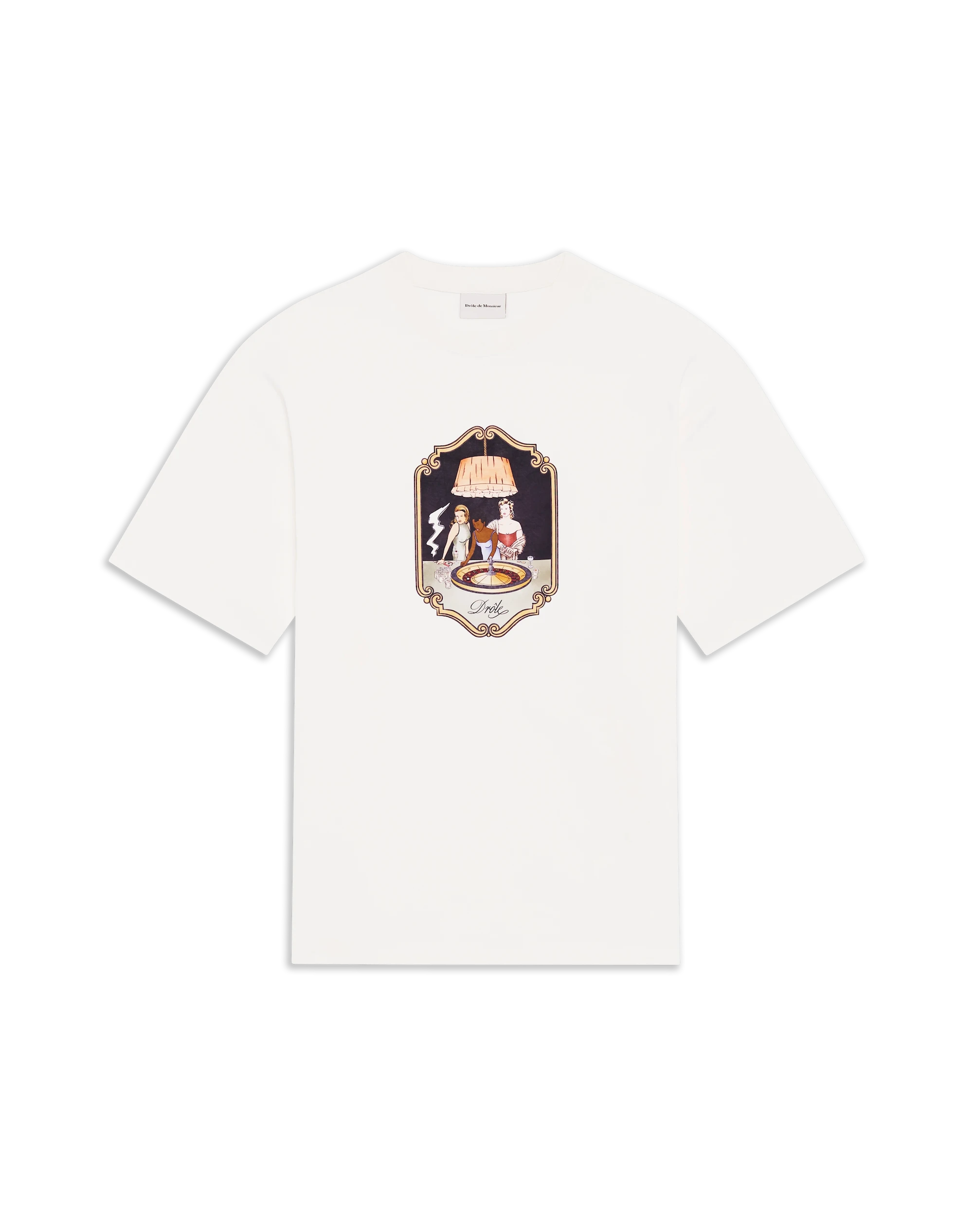 Drôle De Monsieur Casino Scene T-Shirt Off-White Print Baumwolle