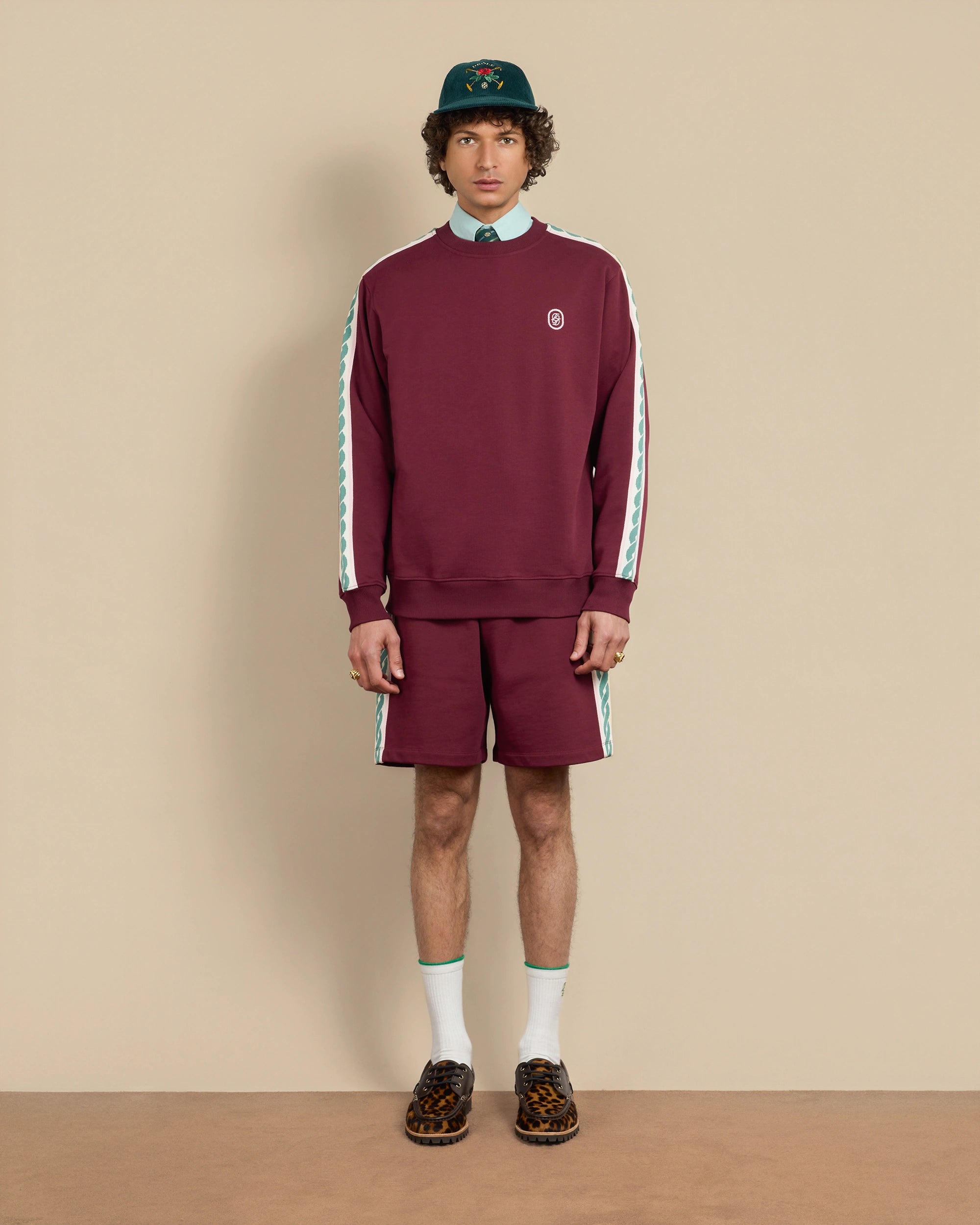 Drôle De Monsieur Le Sweatshirt Tresses Sweater Bordeaux Baumwolle