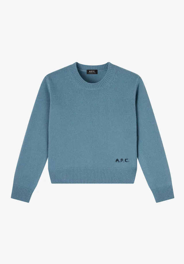 A.P.C. Knitwear Wollpullover graublau Boxy Rundhals