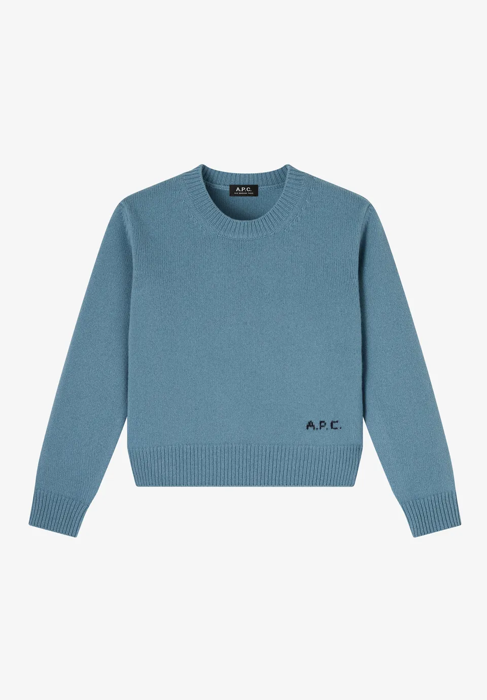 A.P.C. Knitwear Wollpullover graublau Boxy Rundhals