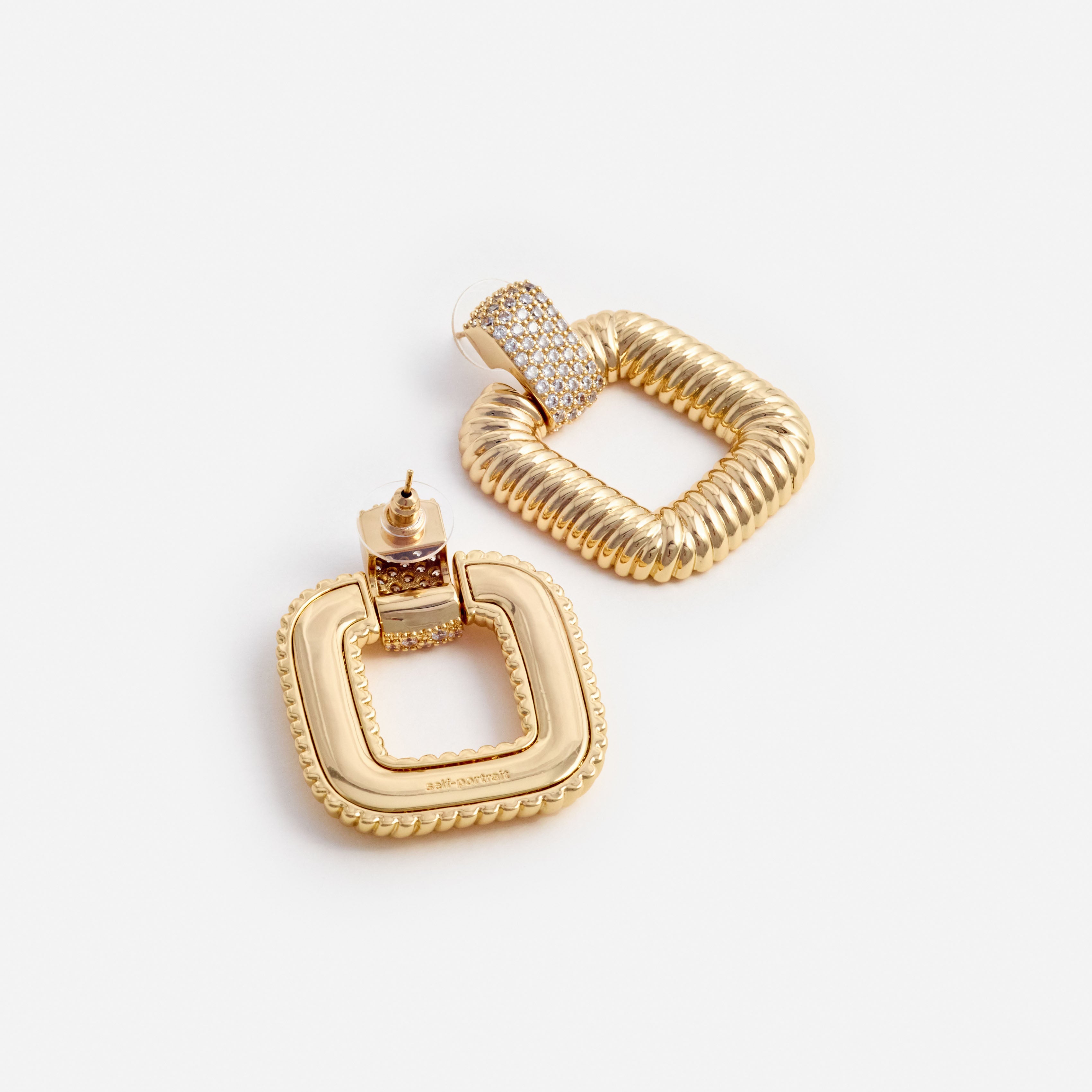 Self-Portrait Gold Knocker Ohrringe Gold Kristall One Size