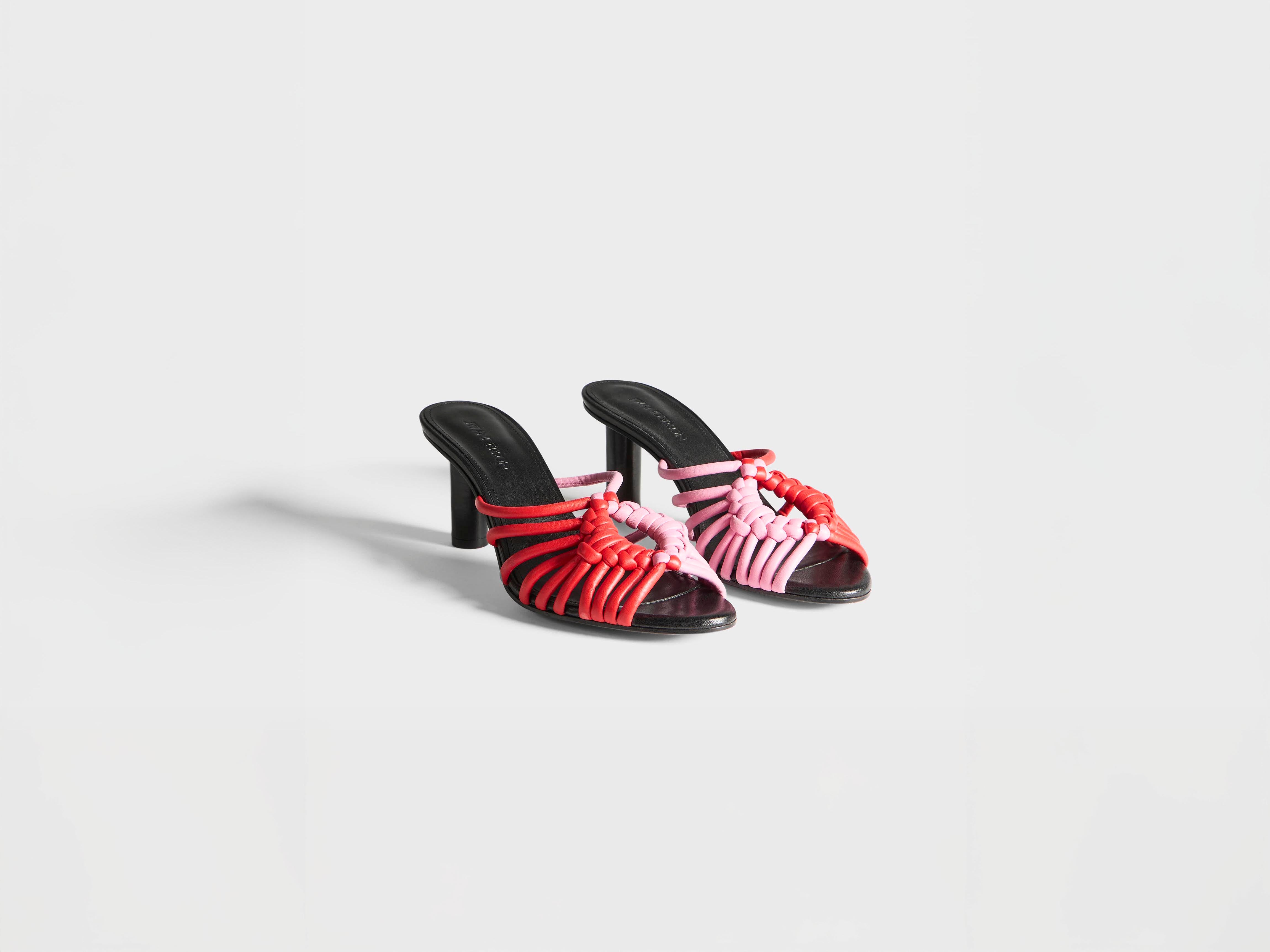 J.W.Anderson Woven Heeled Plot Sandale Rot Pink Leder