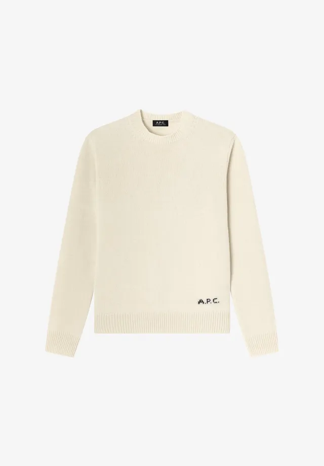 A.P.C. Pullover Wolle ecru Rundhals gerader Schnitt
