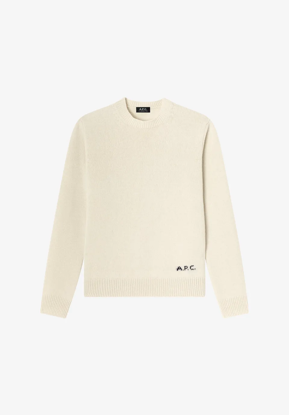A.P.C. Pullover Wolle ecru Rundhals gerader Schnitt