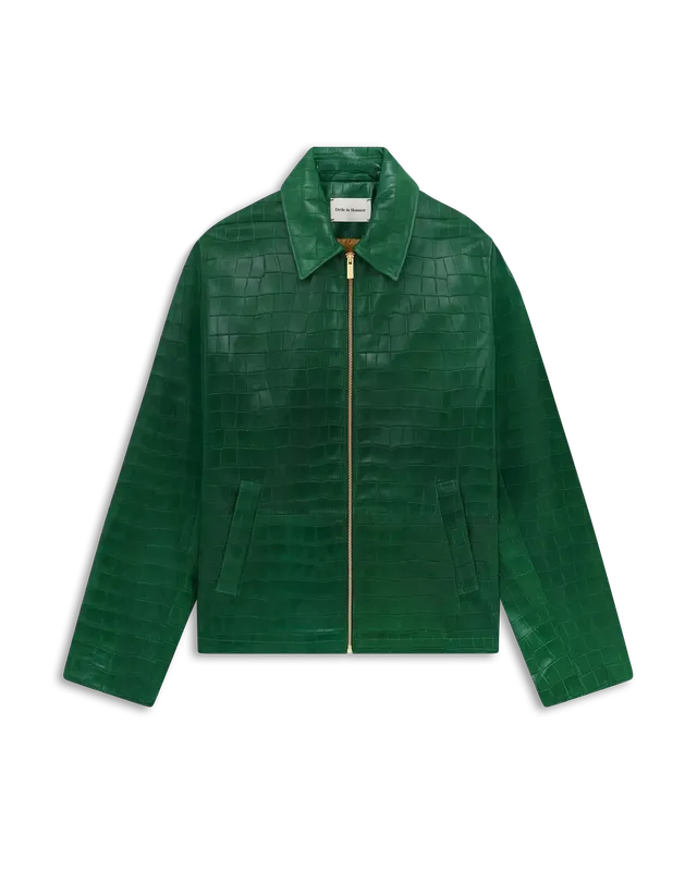 Drôle De Monsieur Cuir Croco Lederjacke dunkelgrün