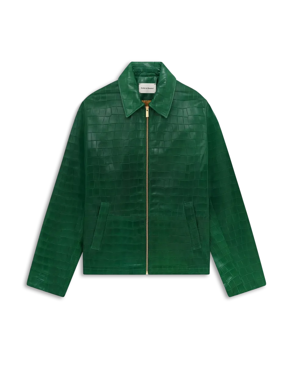 Drôle De Monsieur Cuir Croco Lederjacke dunkelgrün