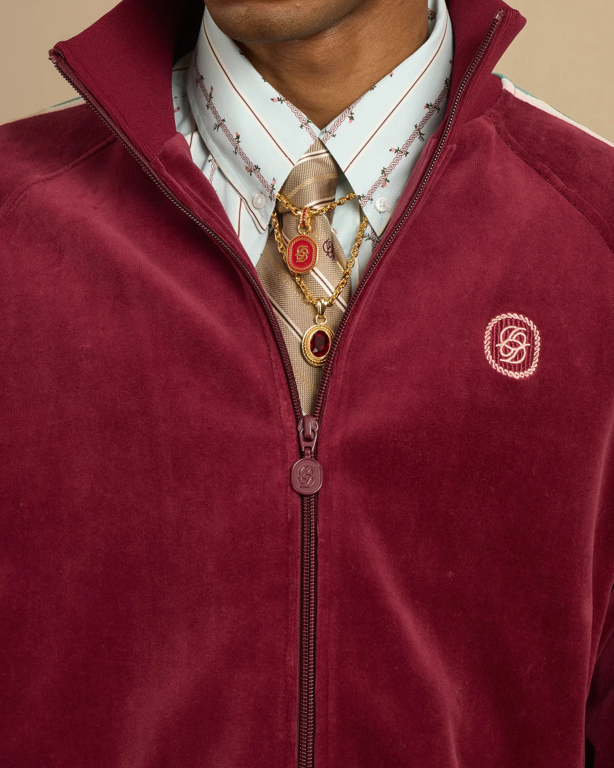 Drôle De Monsieur La Track Jacket Velours Trackjacke Burgundy