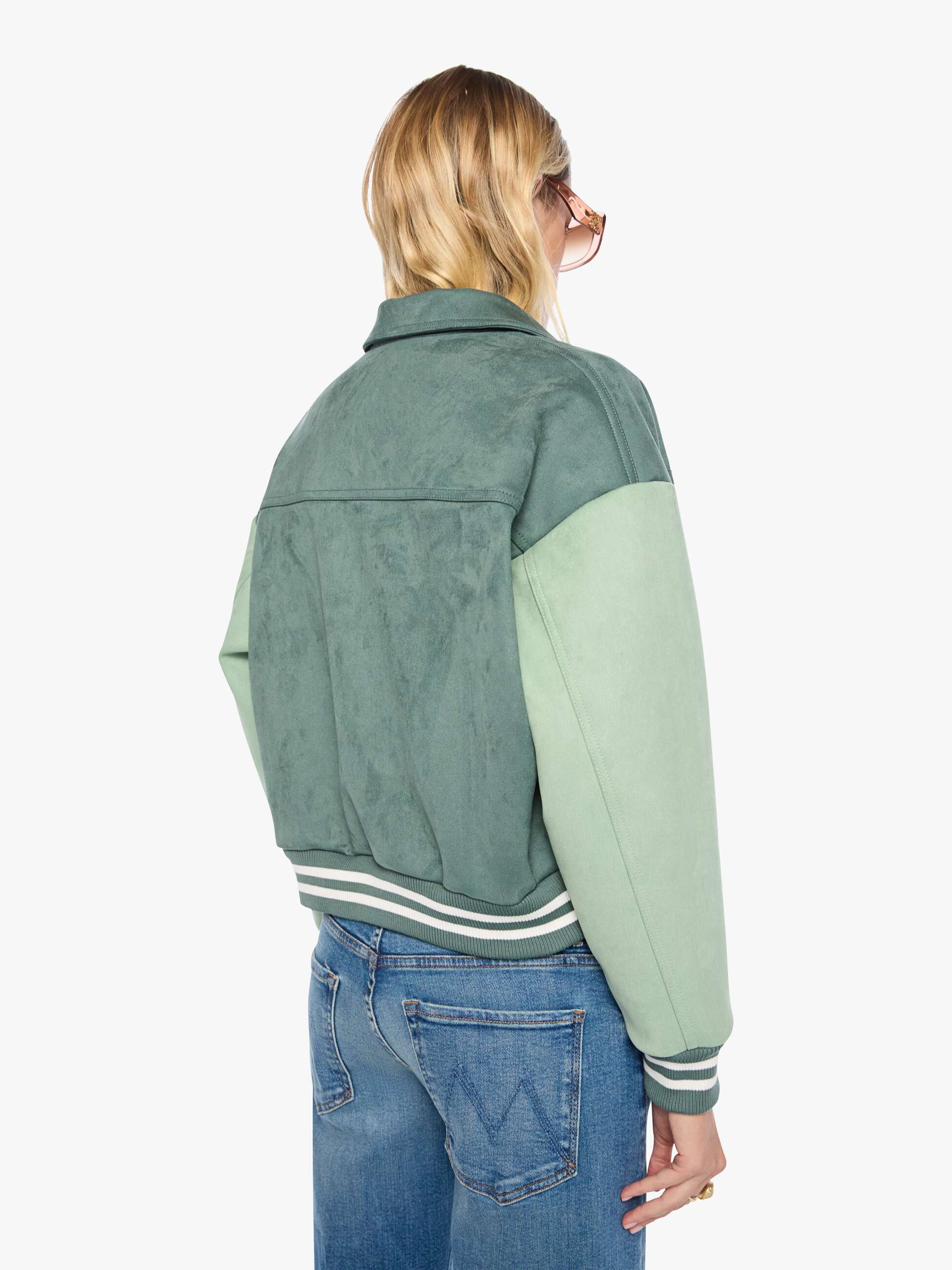 Mother The Oversized Letterman Jacke Grün Faux-Suede