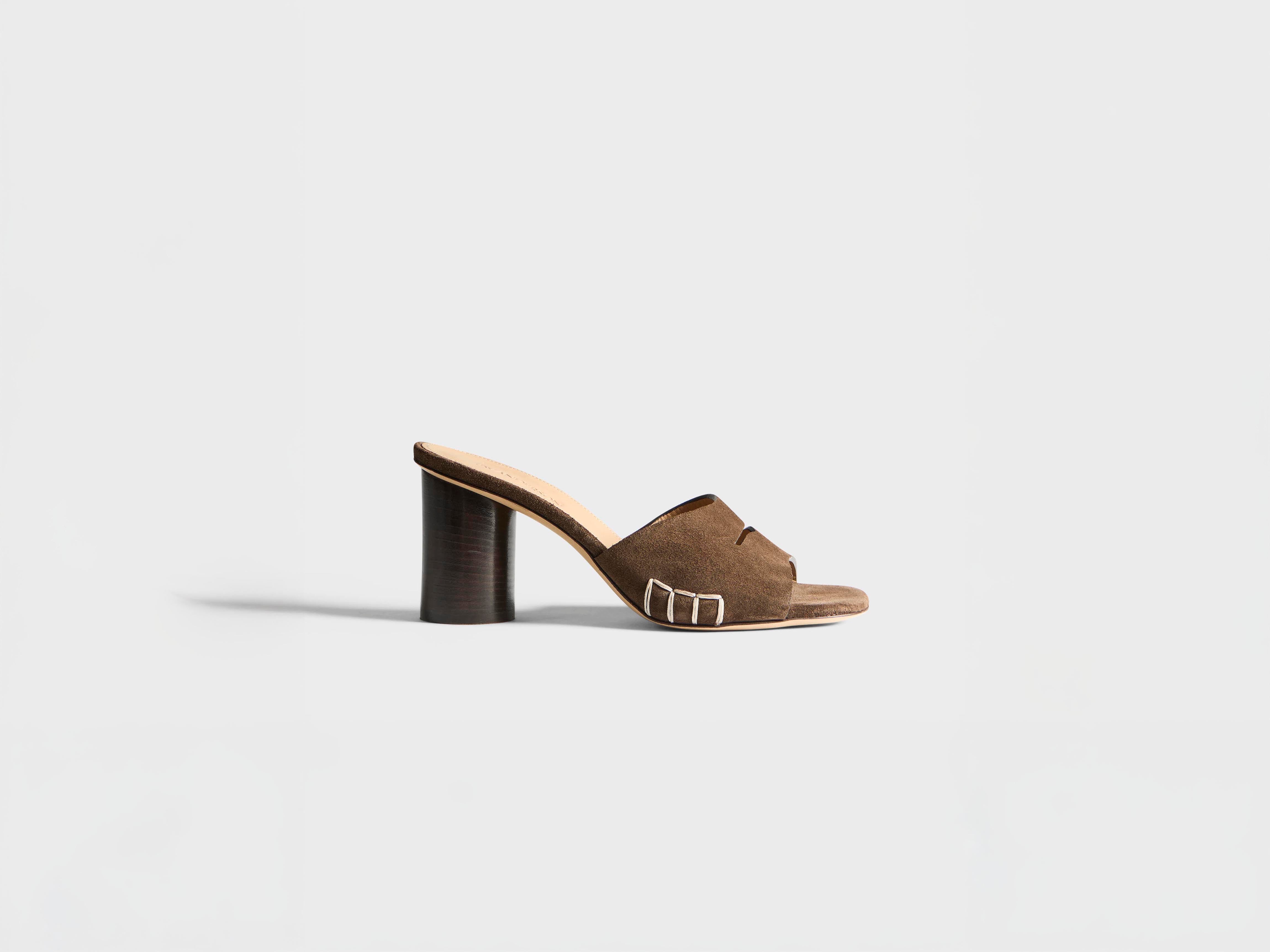 J.W.Anderson Loafer Mule Heeled Sandal Braun Wildleder