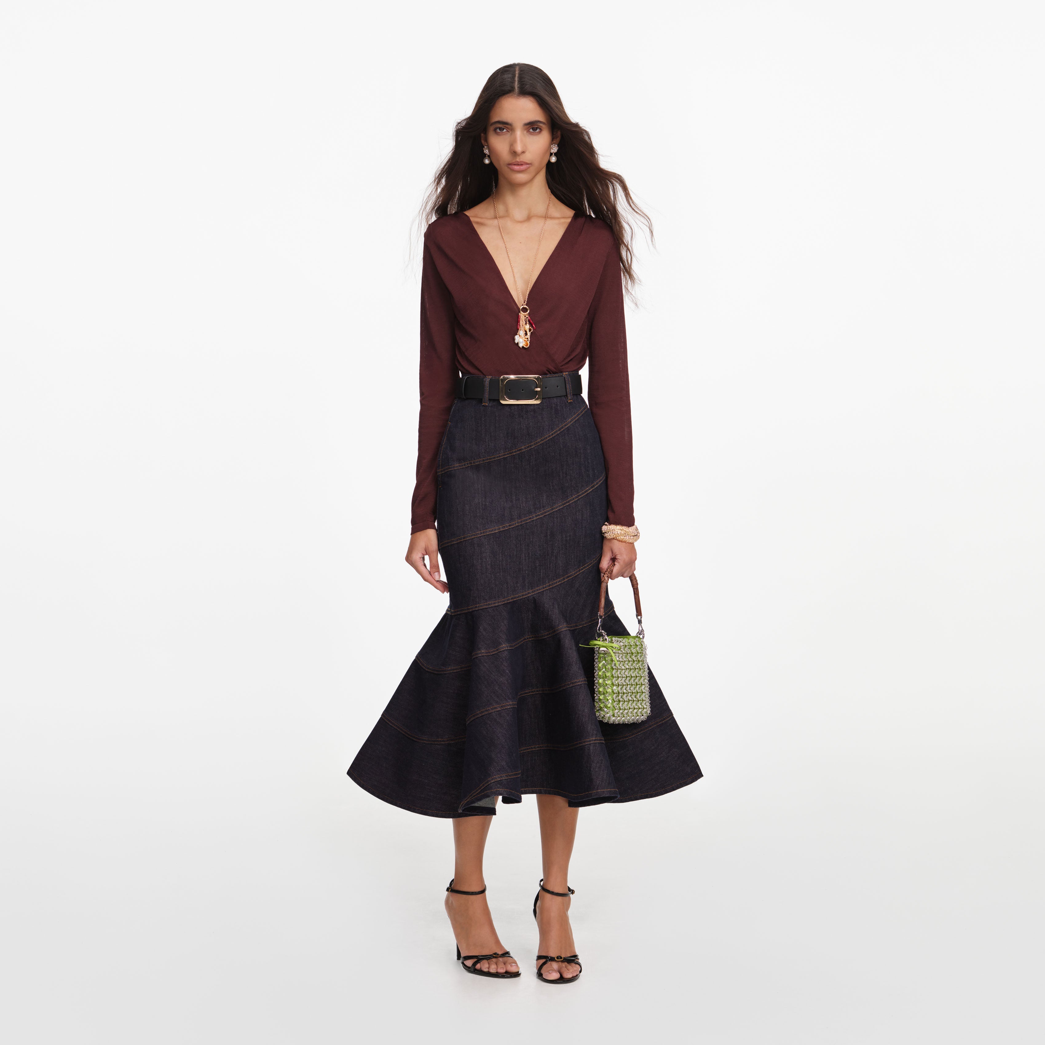Self Portrait Brown Viscose Knit Body Braun S