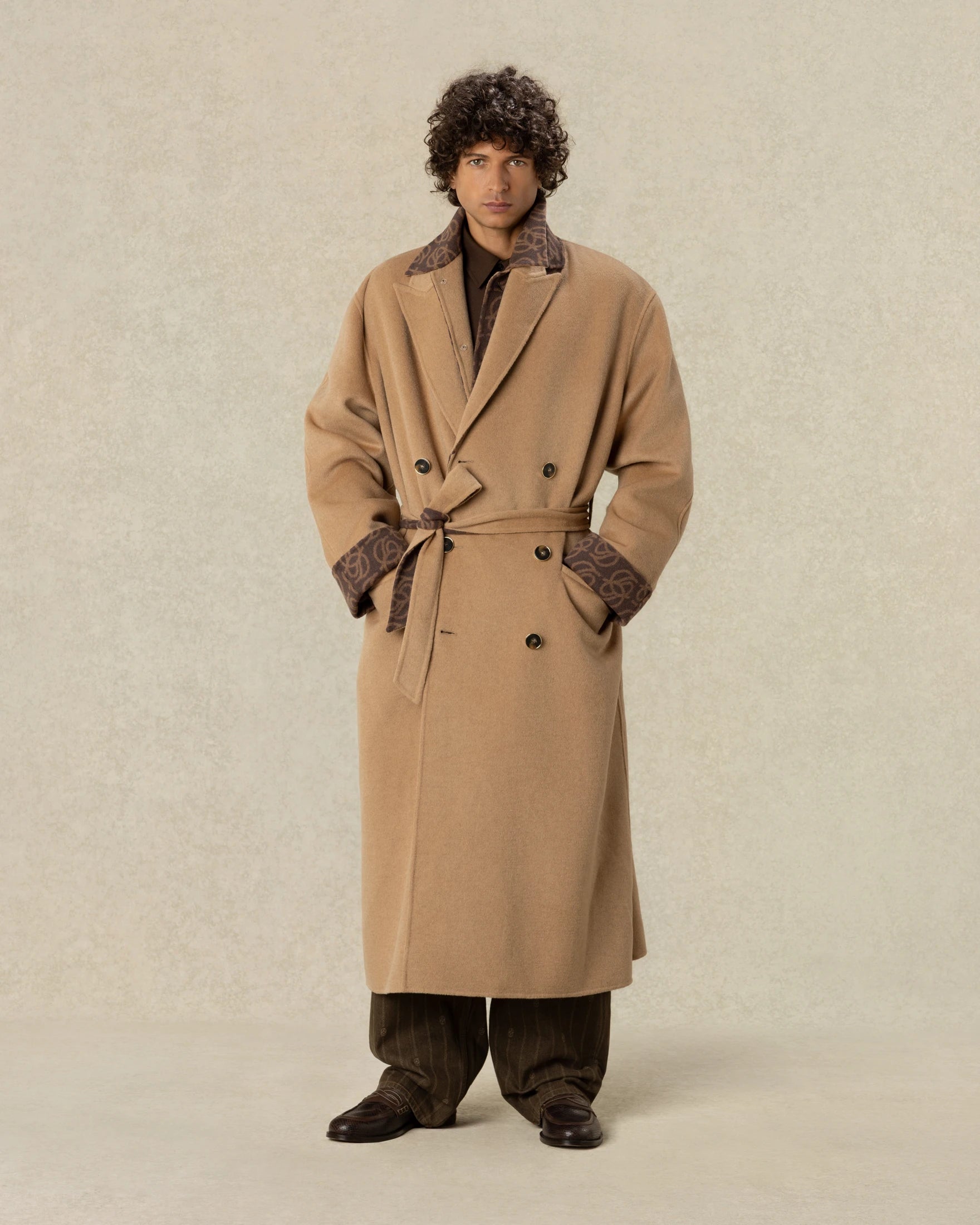 Drôle De Monsieur Monogram Double Face Mantel Beige Wolle