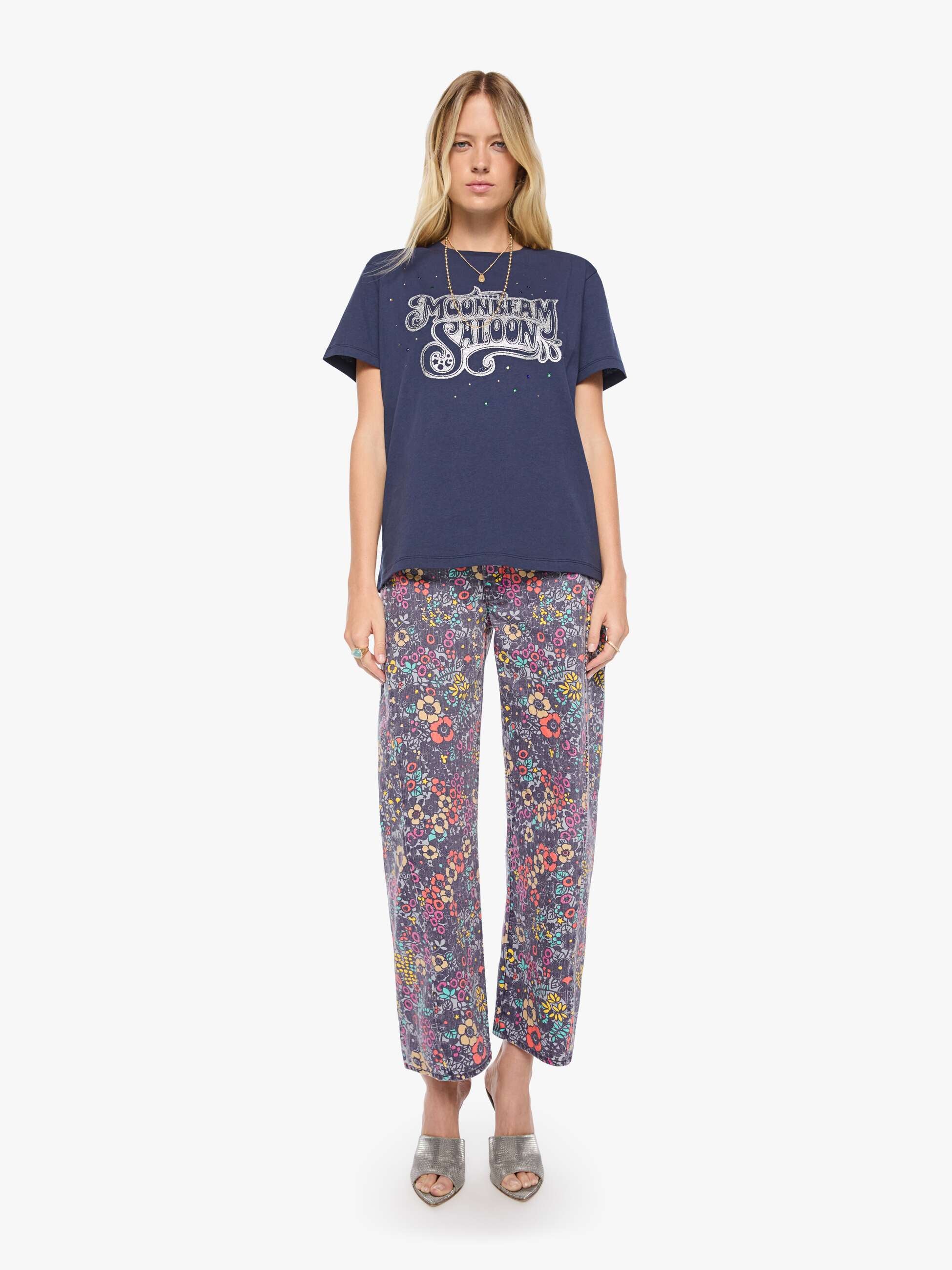 Mother The Rowdy T-Shirt Moonbeam Saloon Navy Oversize