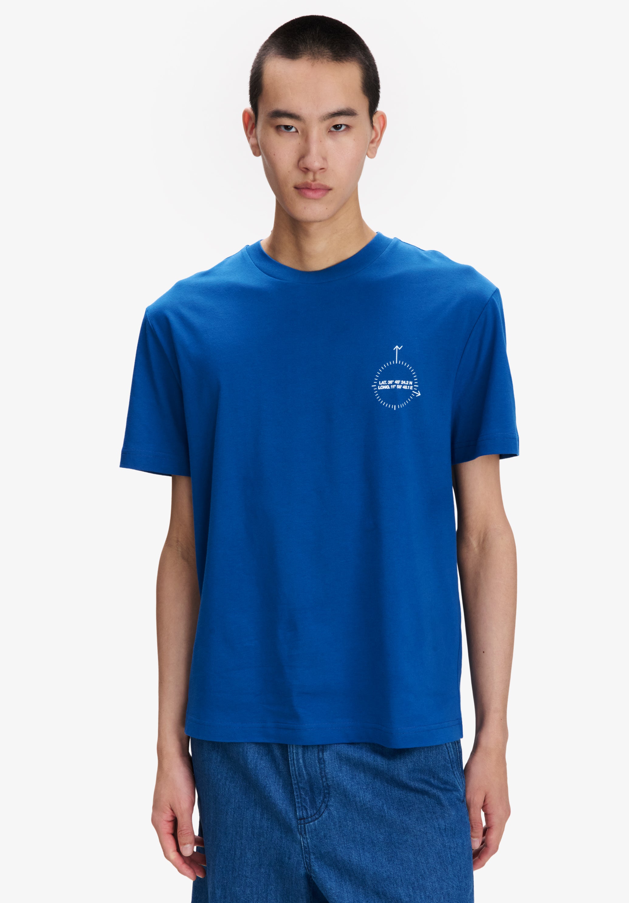 A.P.C. Boussole T-Shirt blau Herrenshirt mit Print