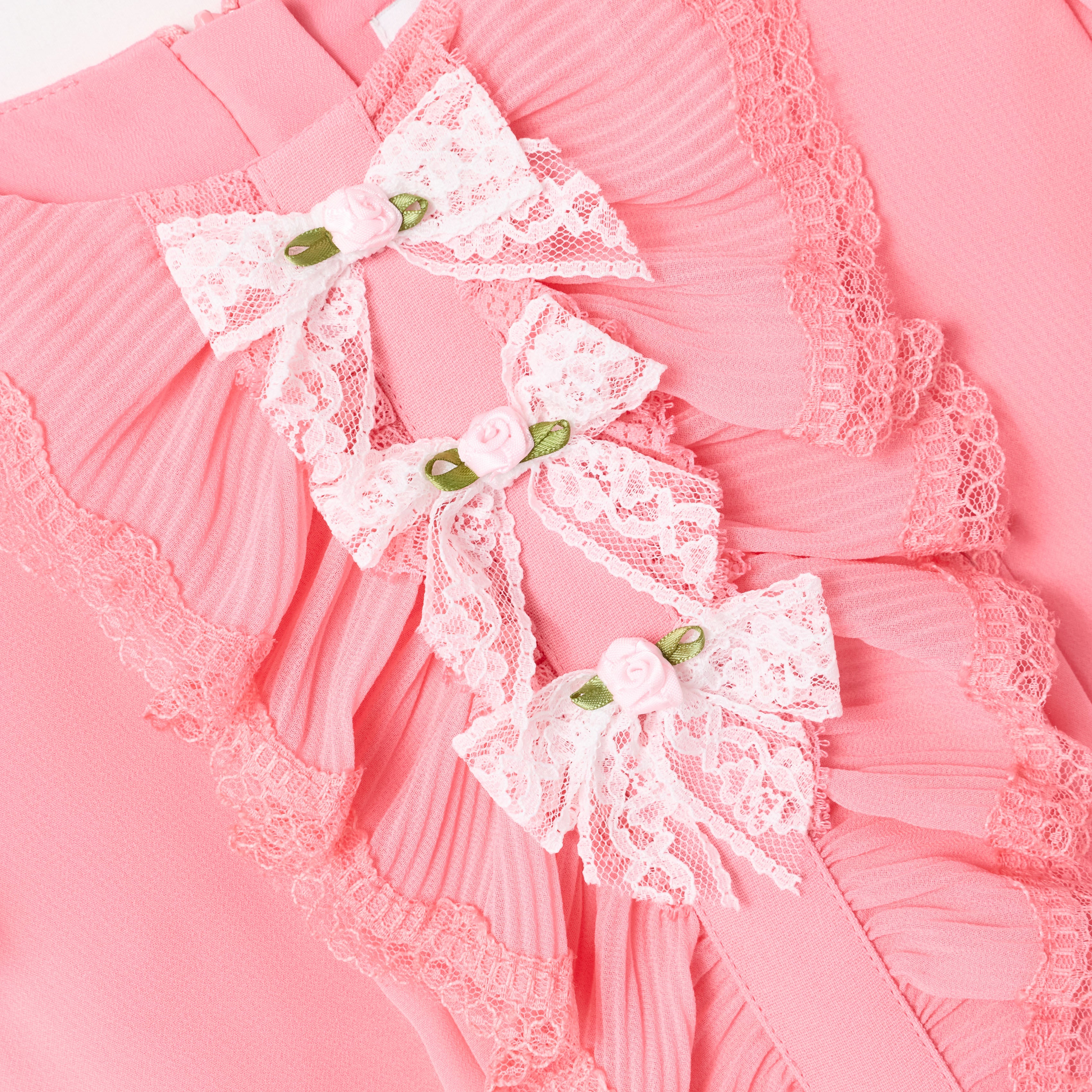 Self Portrait Pink Chiffon Lace Trim Dress Kinderkleid Rosa