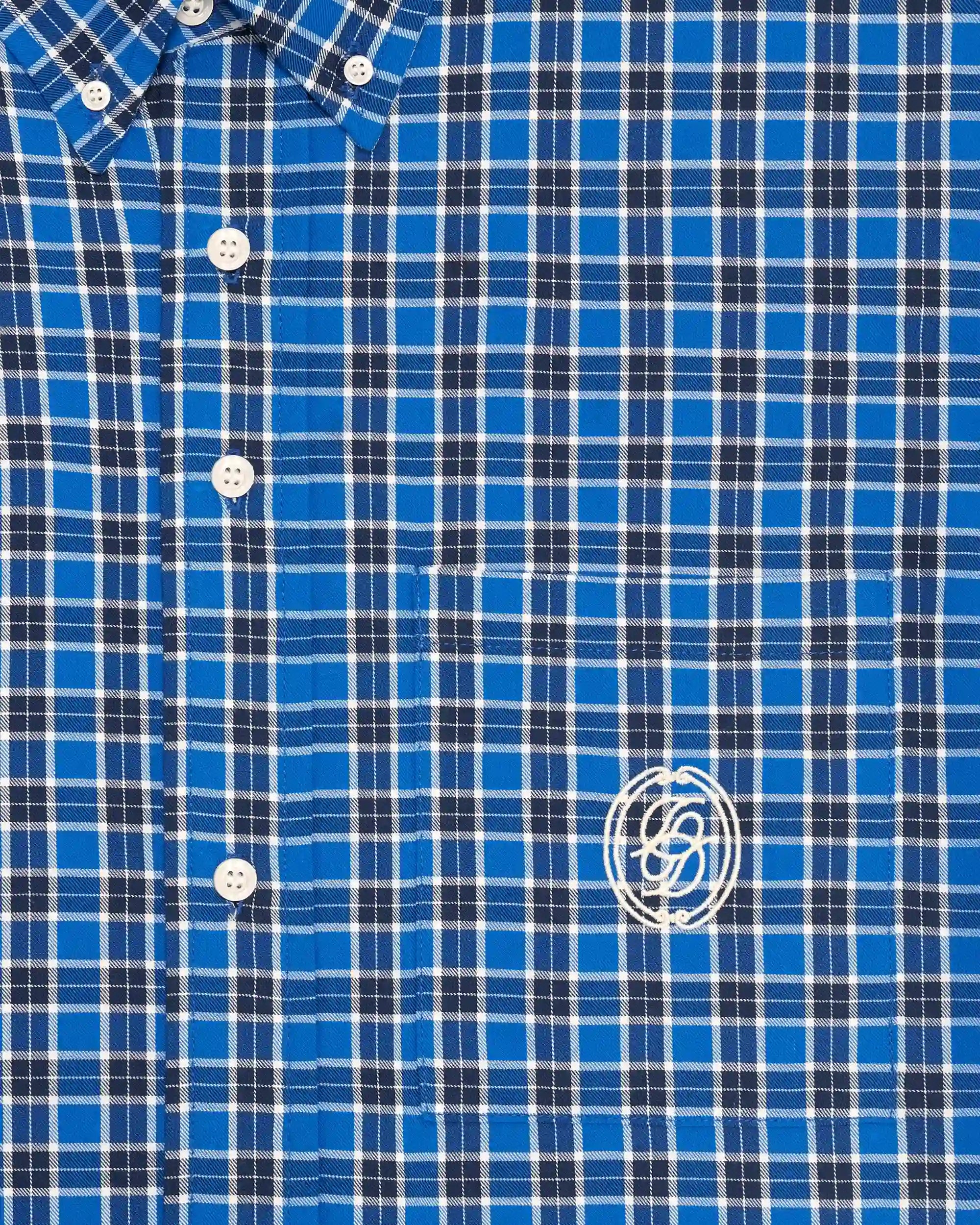 Drôle De Monsieur Short Sleeve Check Shirt Hemd Navy Bio-Baumwolle