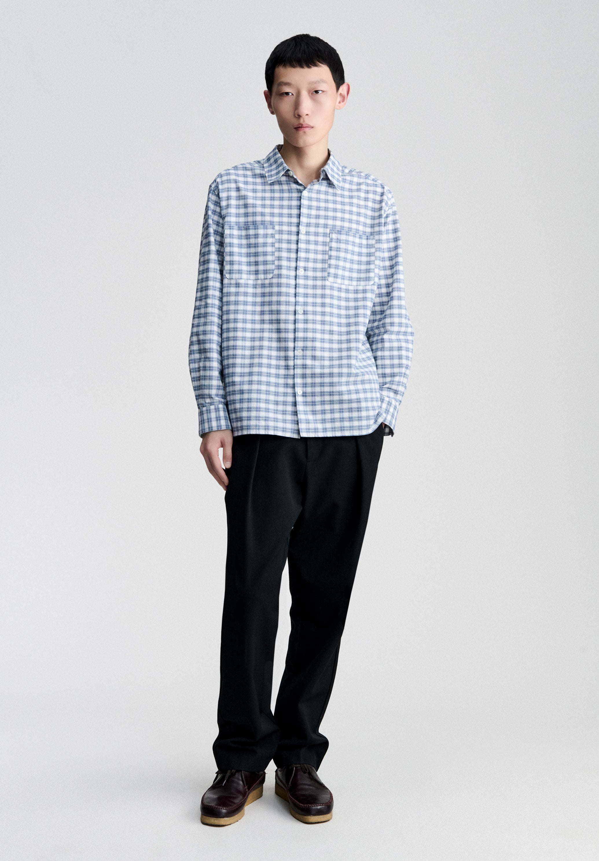 A.P.C. Hemd Ecru Blau Karo Bio-Baumwolle Herren