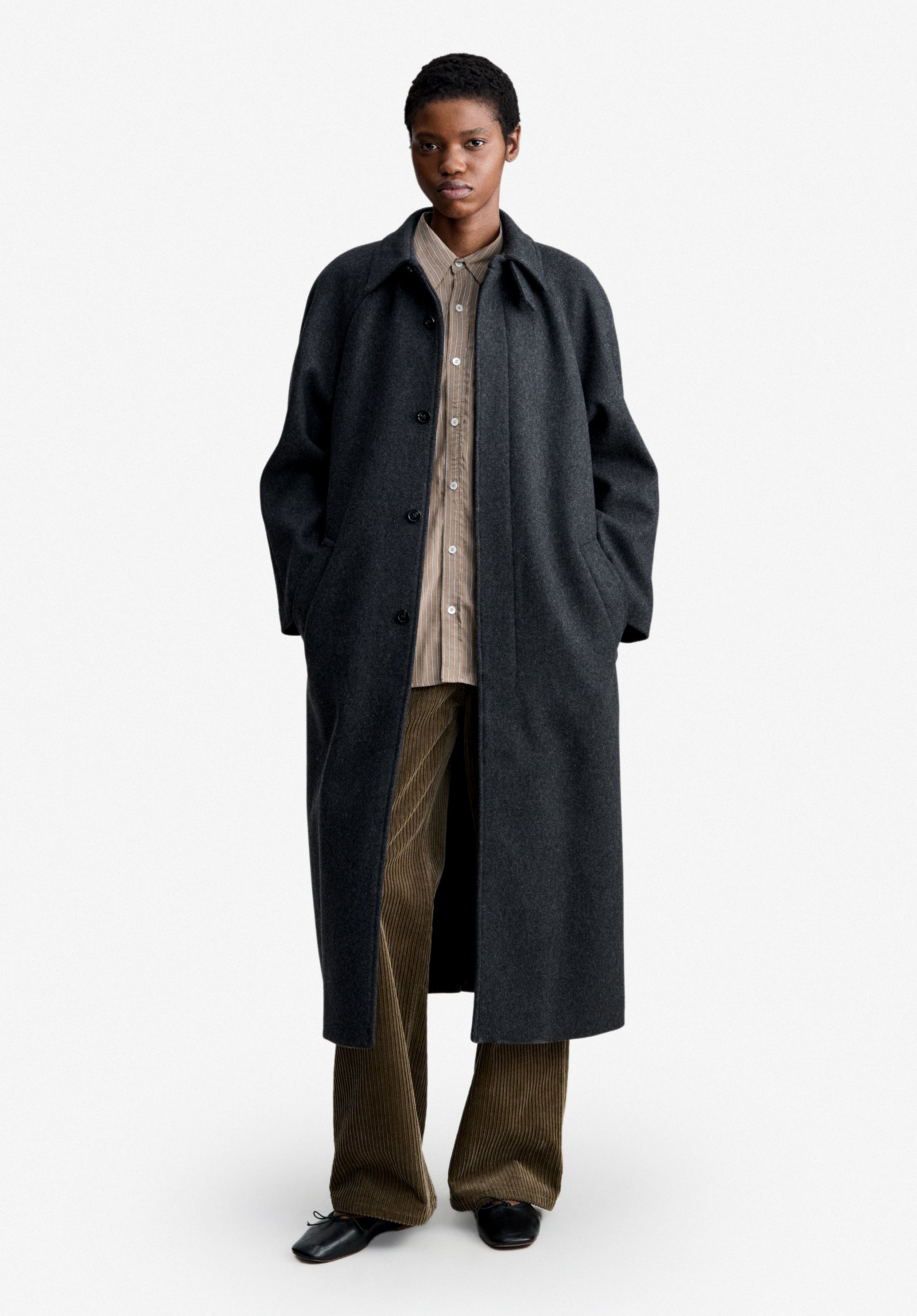 A.P.C. Mac Wollmantel anthrazit meliert Oversize Gr.34-42