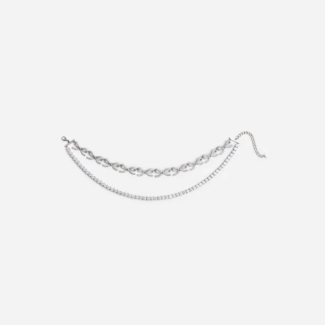 Self Portrait Crystal Bows Diamante Necklace Kette Silber