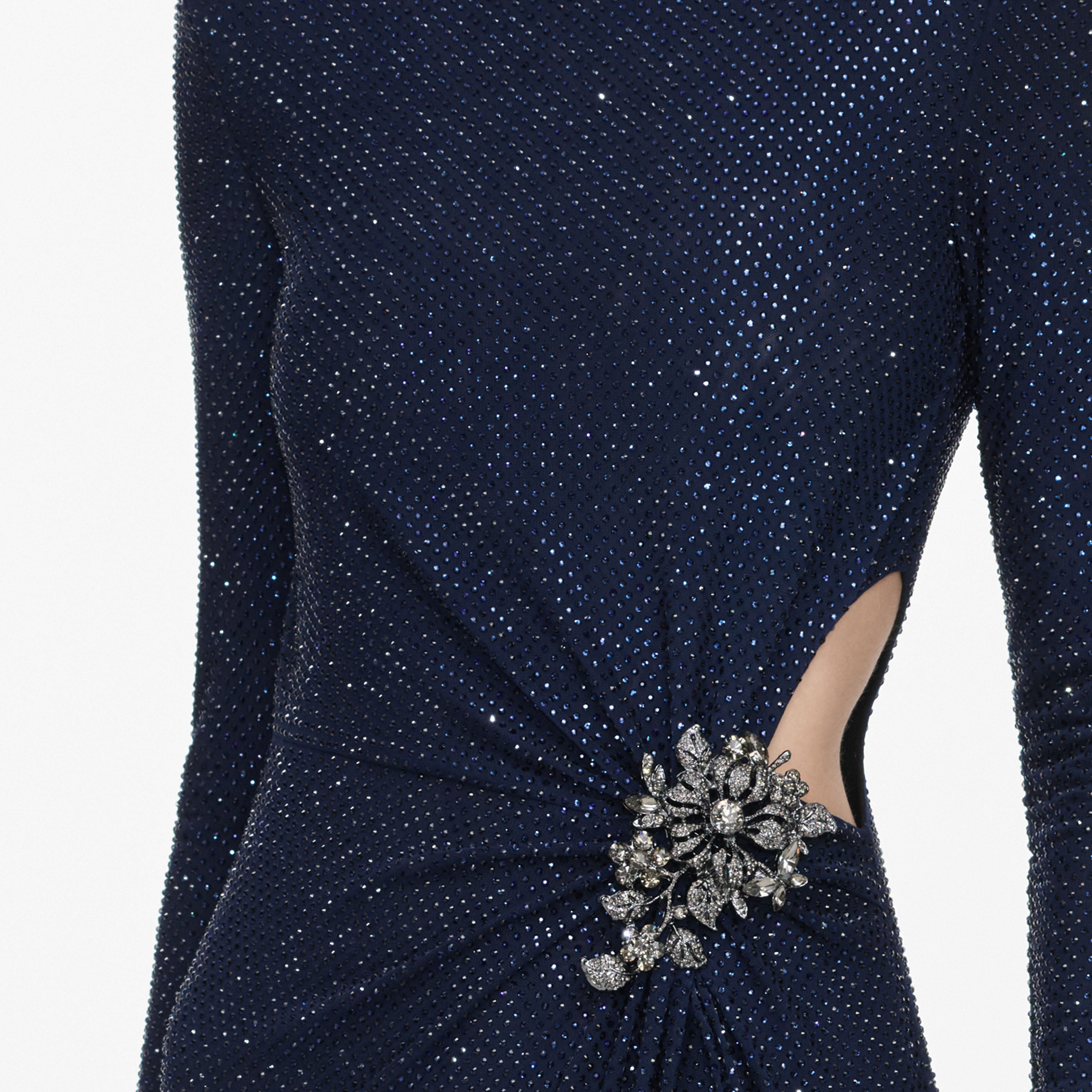 Self Portrait Navy Rhinestone Maxikleid UK 8 Strass
