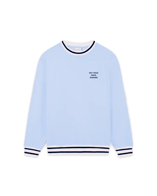 Drôle De Monsieur Sweatshirt Slogan Sport Sweater Hellblau Baumwolle