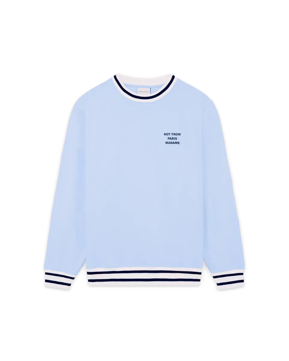 Drôle De Monsieur Sweatshirt Slogan Sport Sweater Hellblau Baumwolle